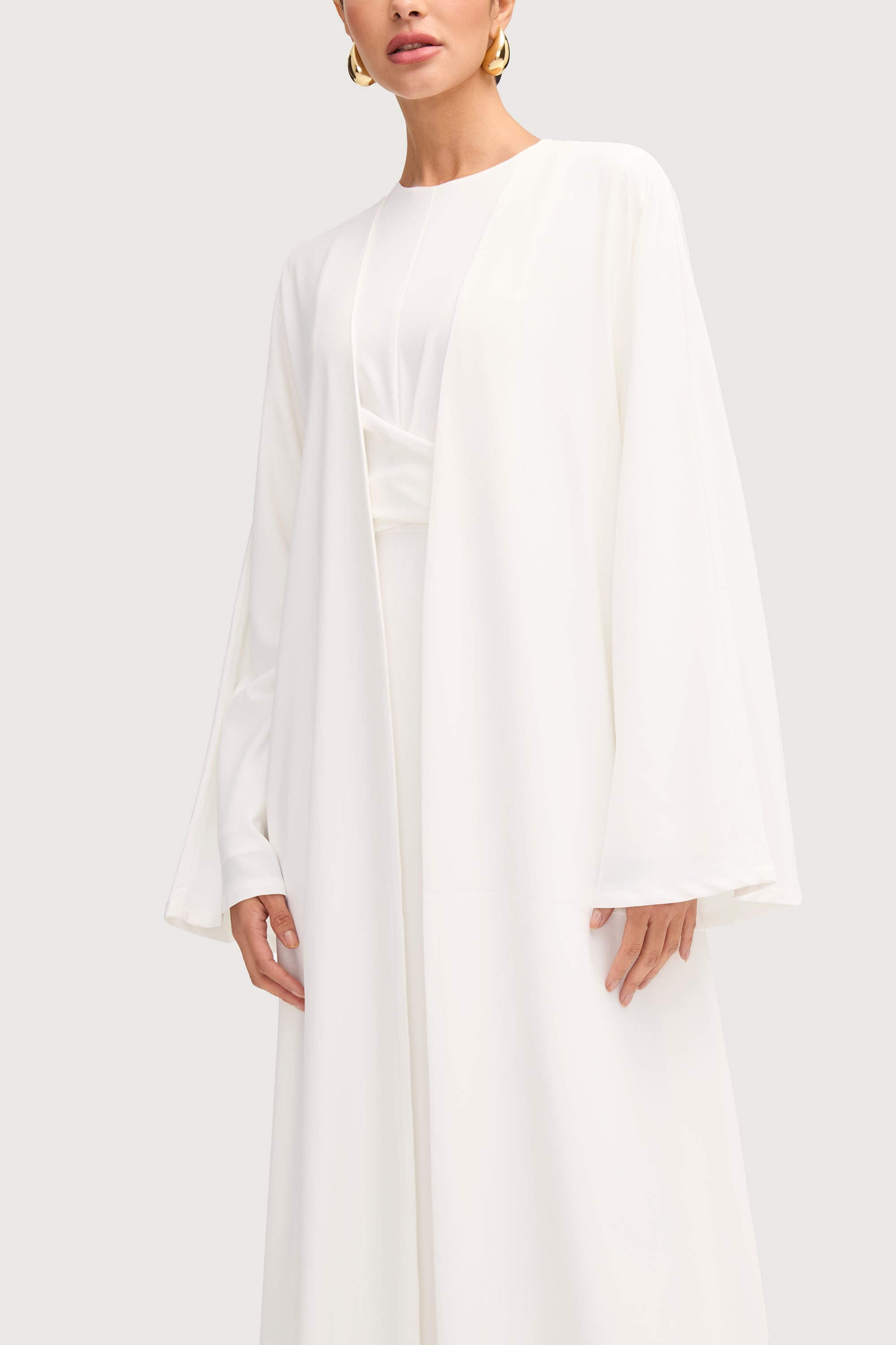 Ameena Open Abaya - White