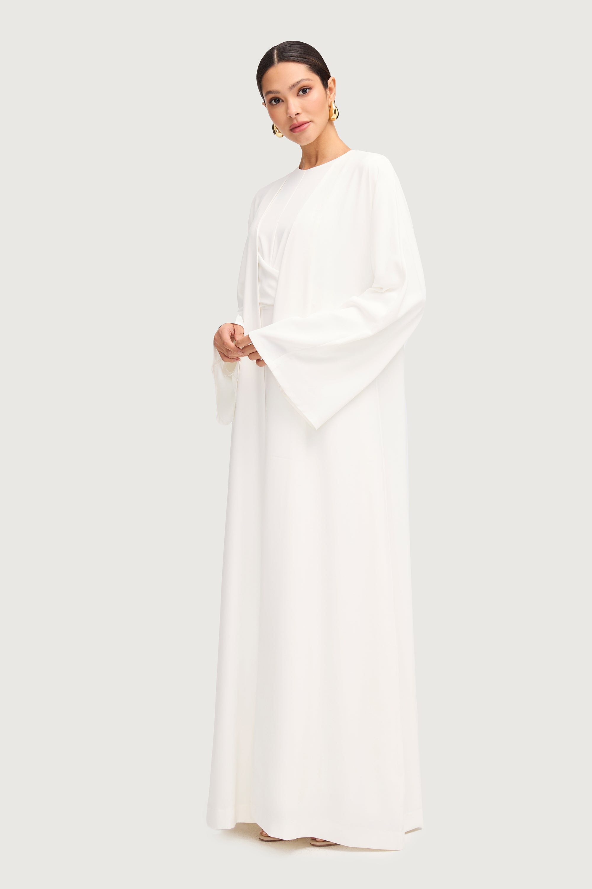 Ameena Open Abaya - White Abayas Veiled 