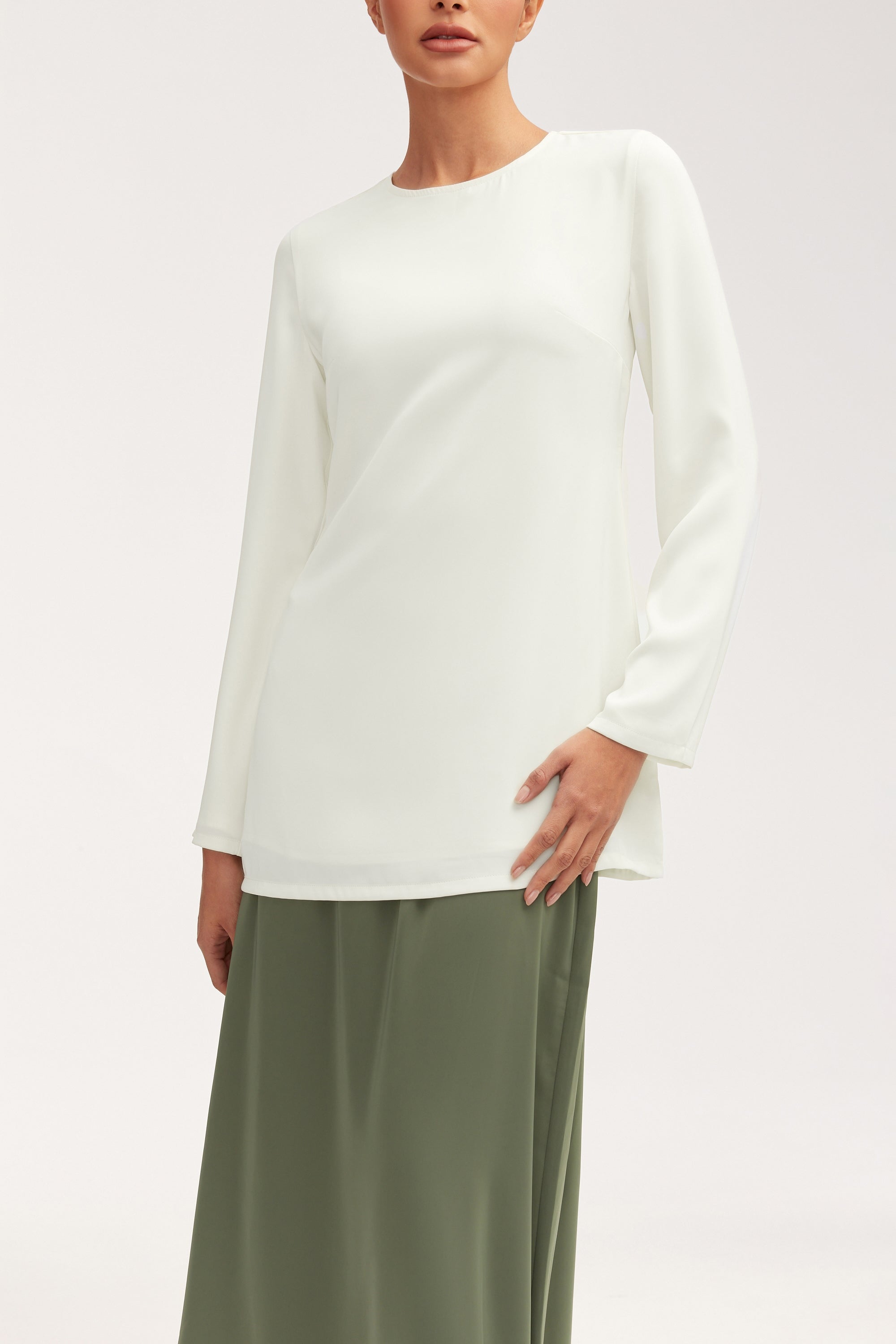 Amela Satin Top - Buttercream Clothing Veiled 