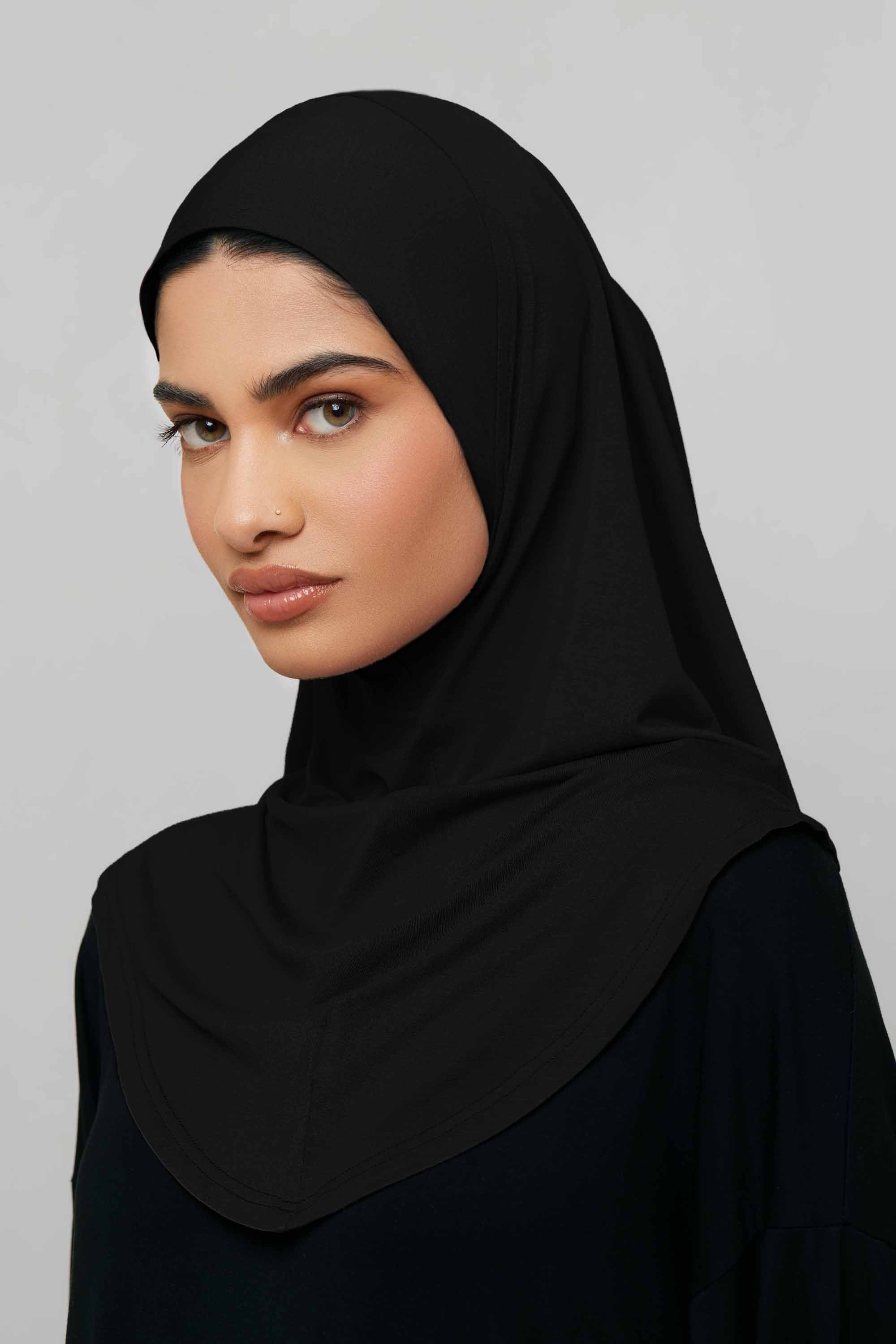 Amira Bamboo Jersey Instant Hijab - Black Hijabs Veiled 