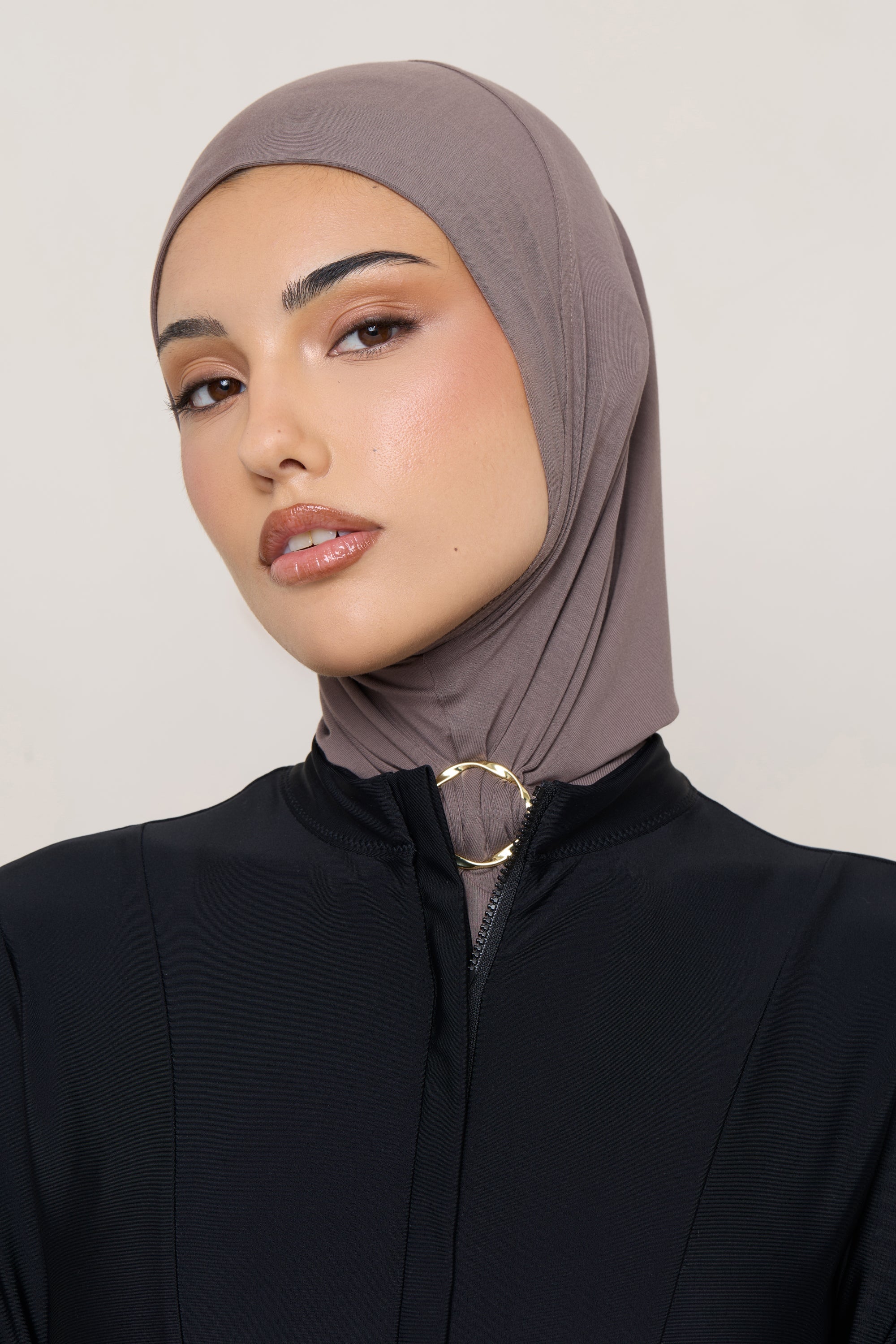 Amira Bamboo Jersey Instant Hijab - Deep Taupe Hijabs Veiled 