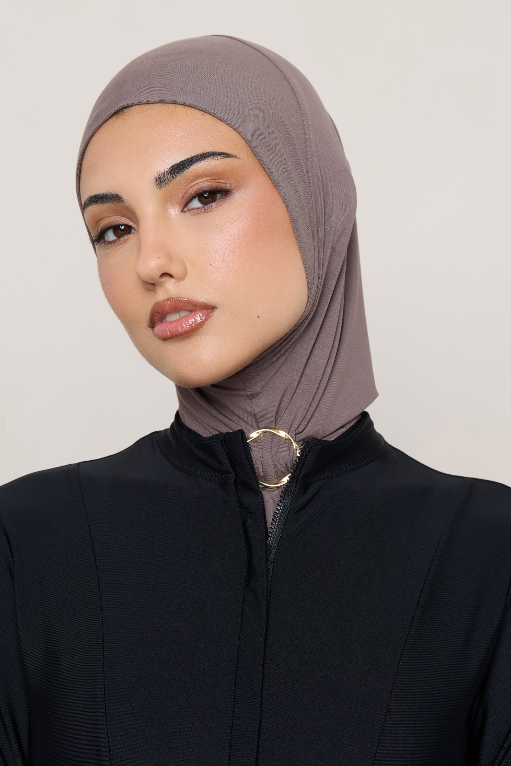 Amira Bamboo Jersey Instant Hijab - Deep Taupe Hijabs Veiled 