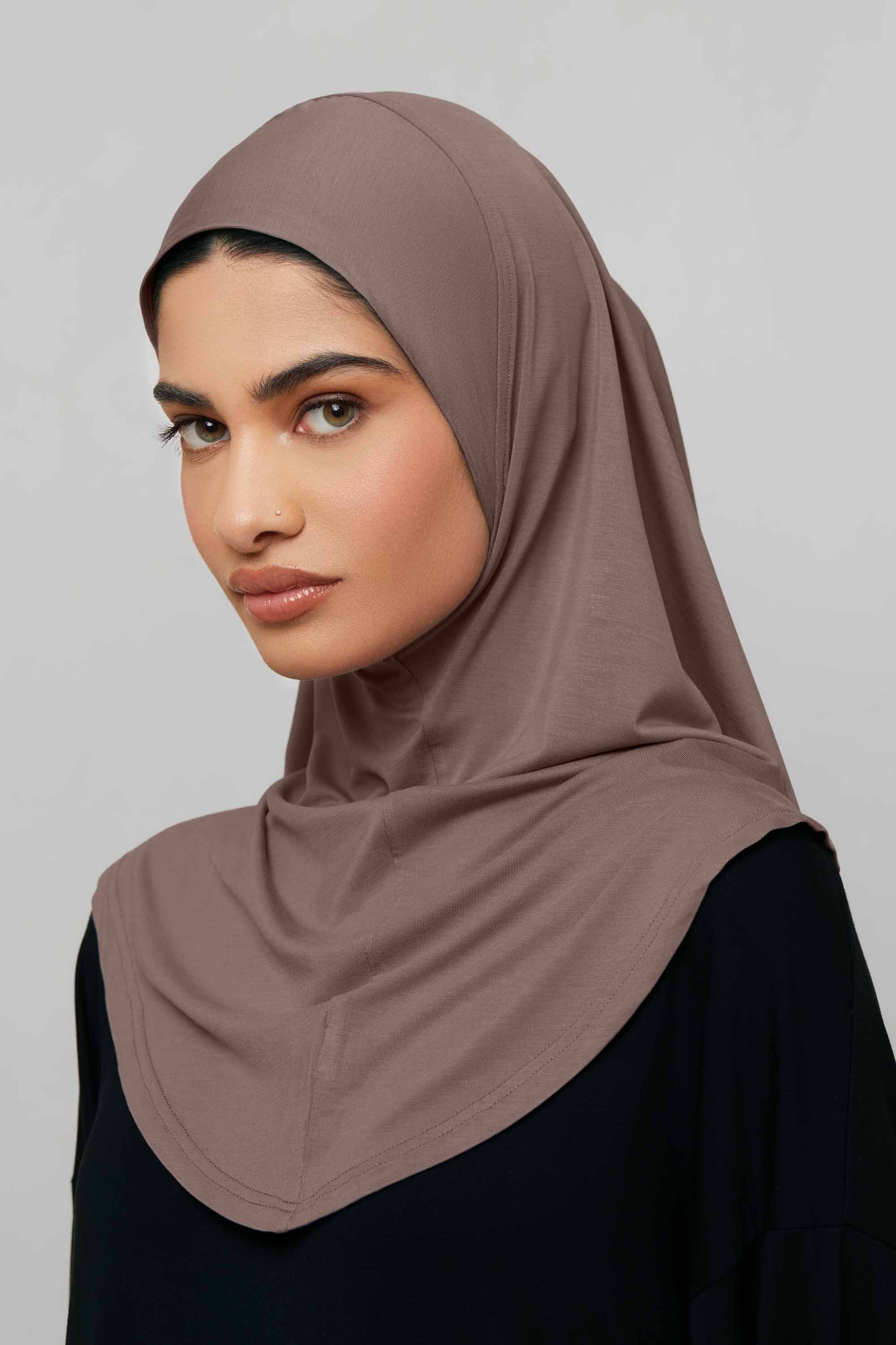 Amira Bamboo Jersey Instant Hijab - Deep Taupe Hijabs Veiled 