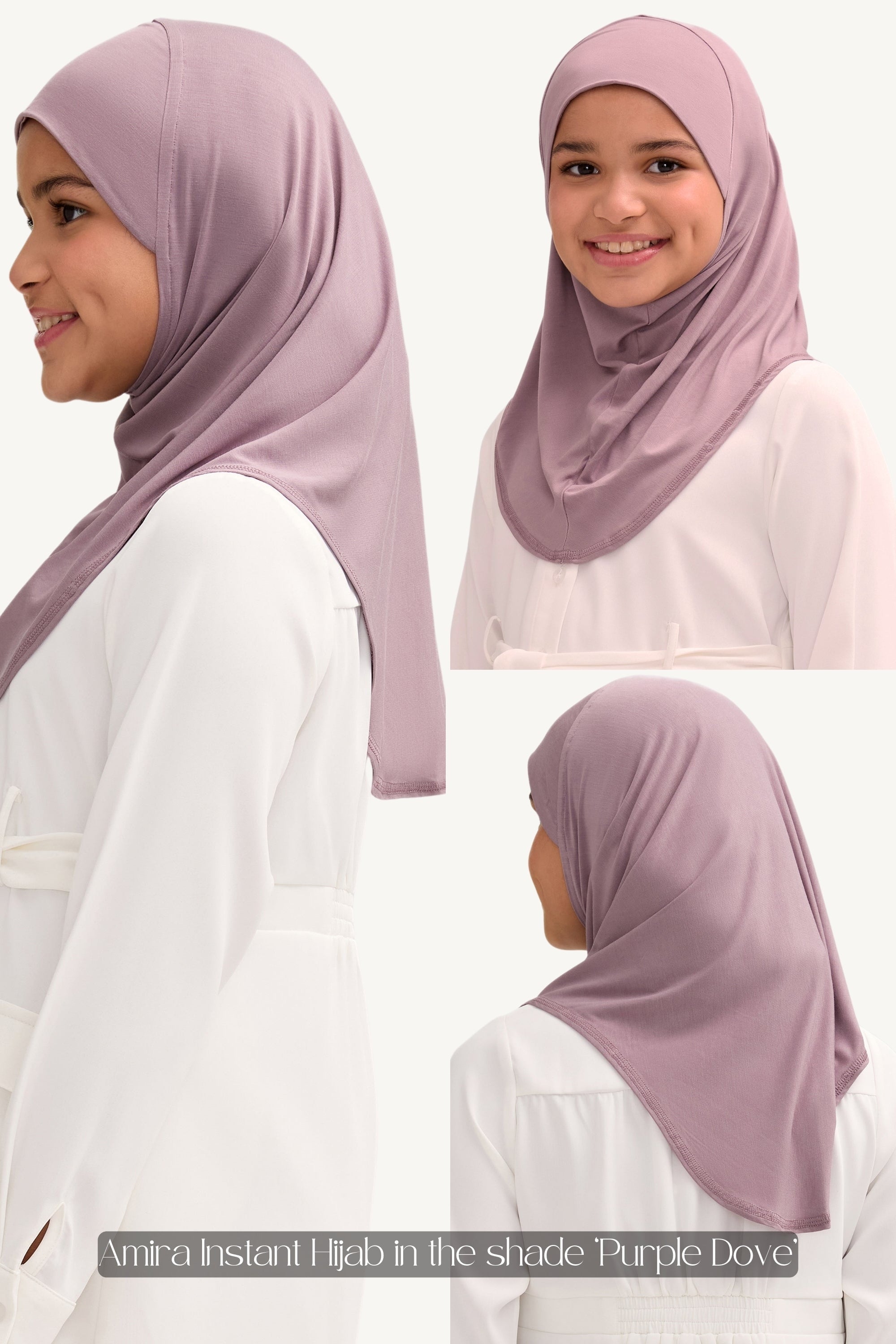 Amira Bamboo Jersey Instant Hijab - Lilac (Girls) Kids Veiled 