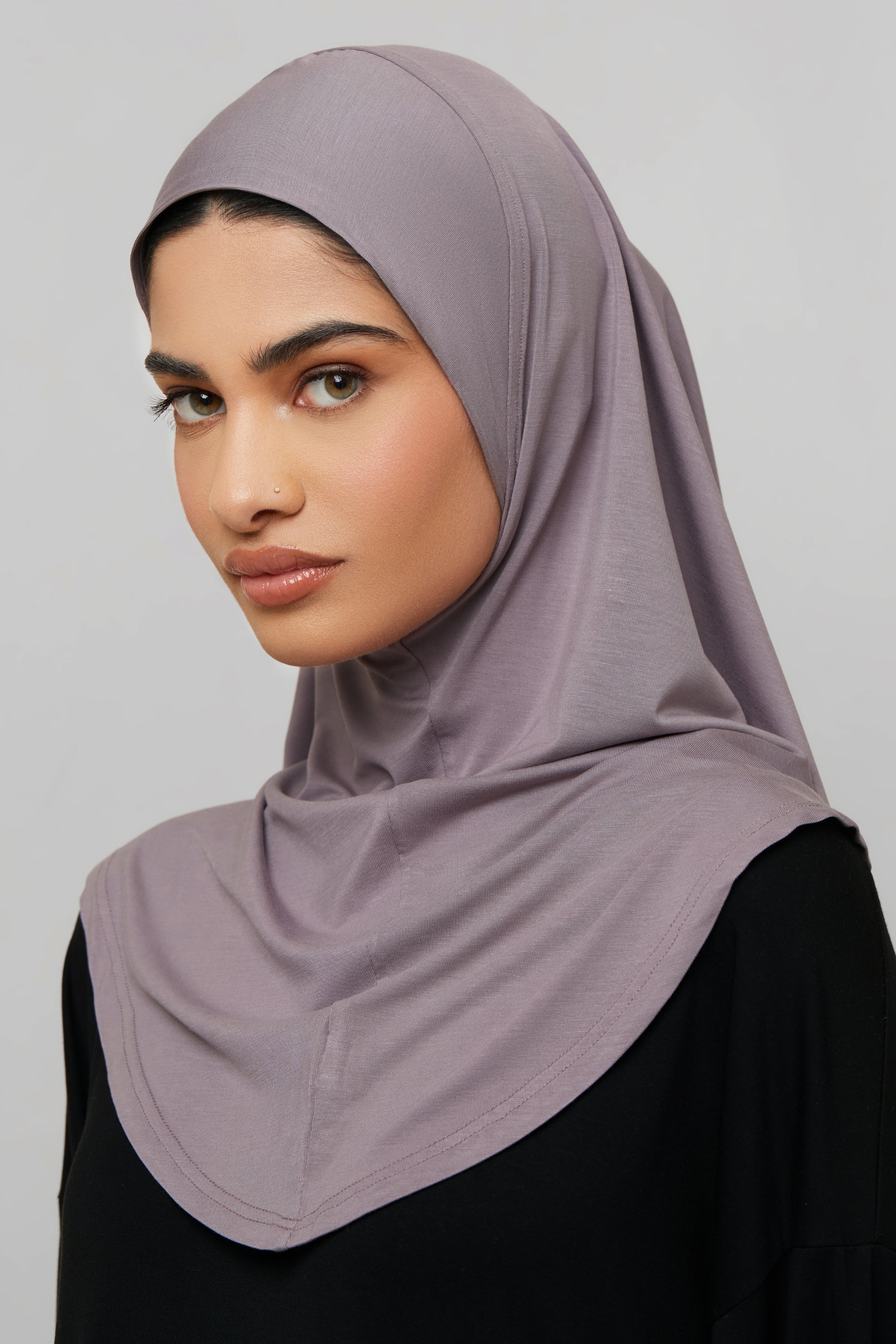 Amira Bamboo Jersey Instant Hijab - Purple Dove Hijabs Veiled 