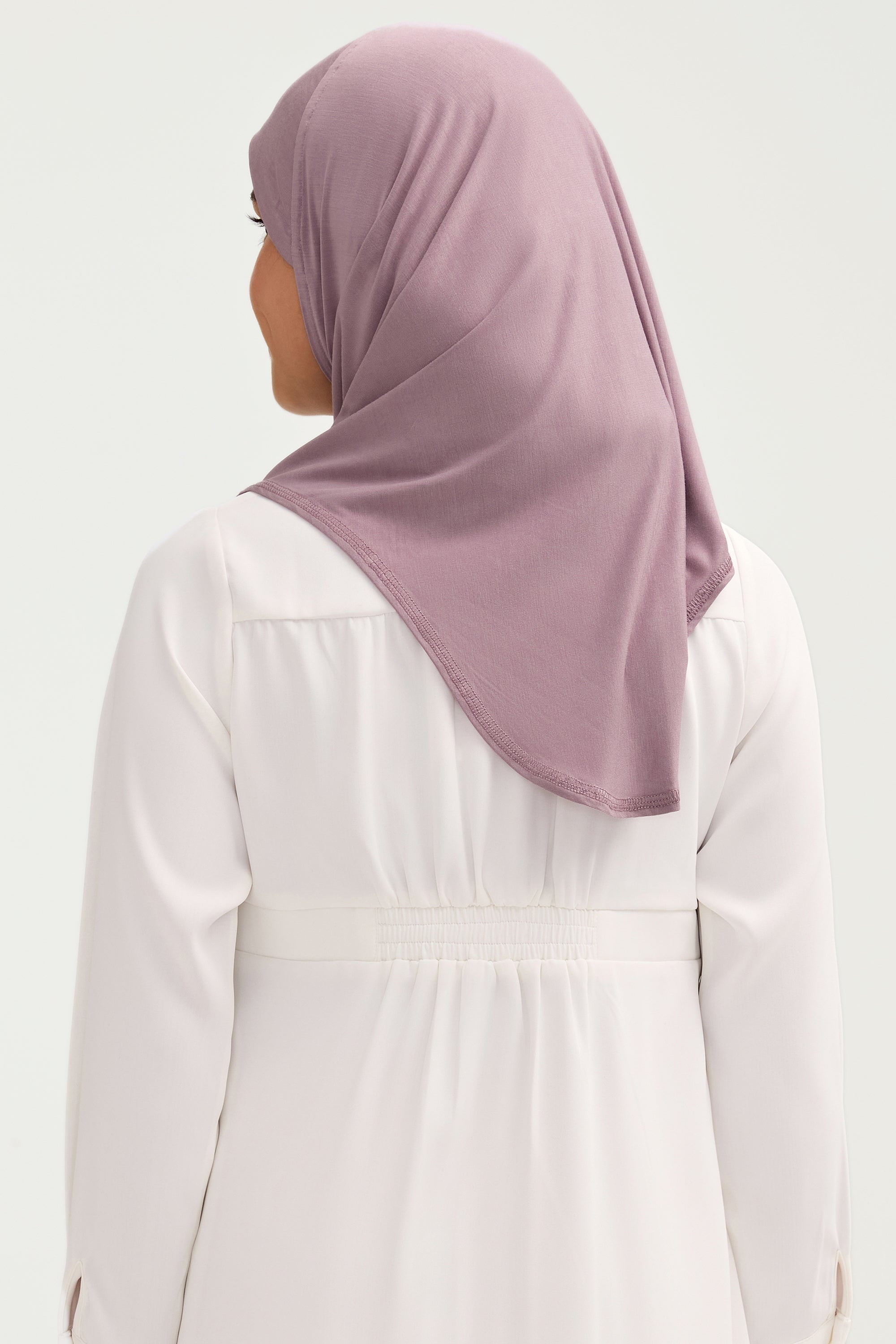 Amira Bamboo Jersey Instant Hijab - Purple Dove (Girls) Veiled 