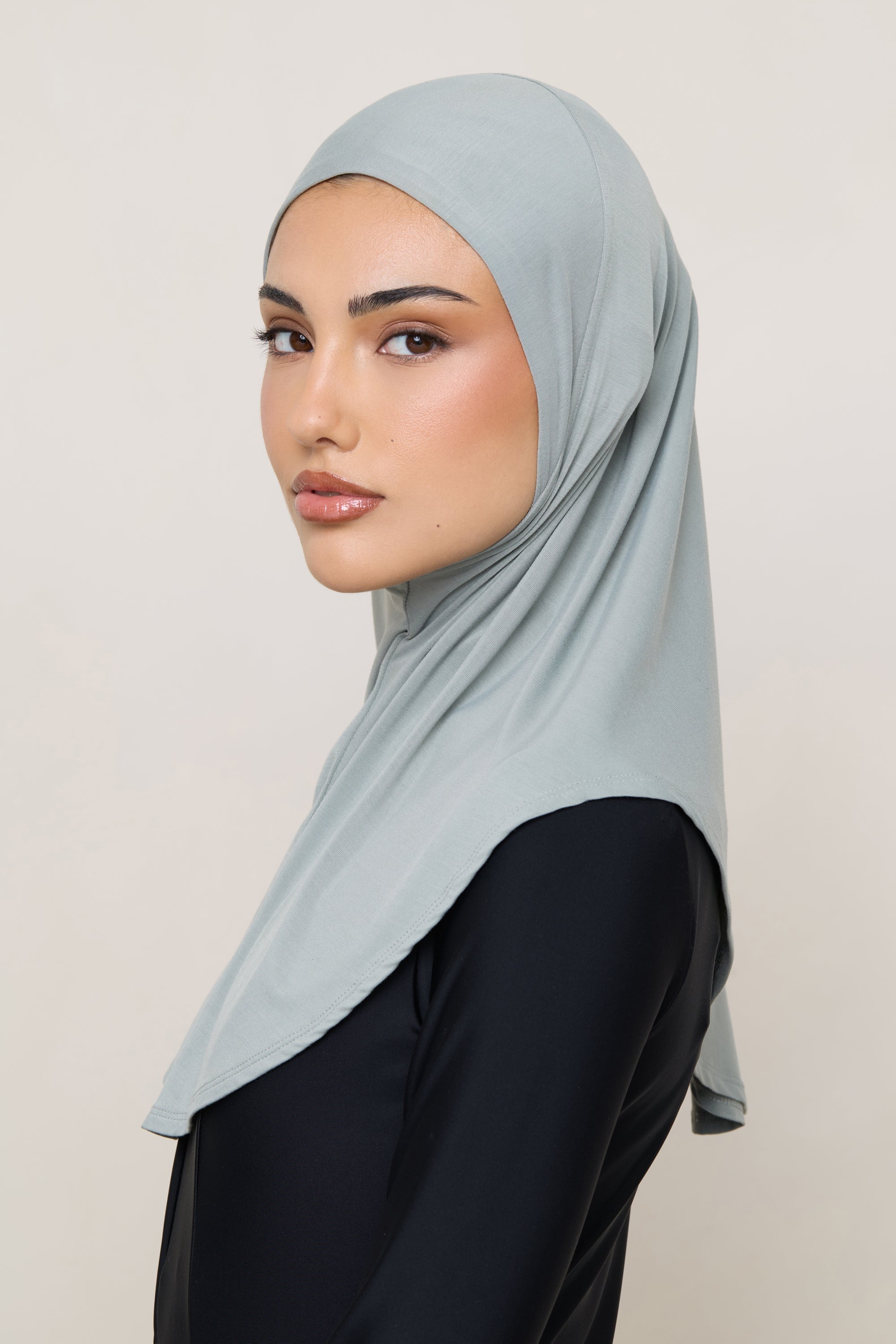 Amira Bamboo Jersey Instant Hijab - Sage Hijabs Veiled 