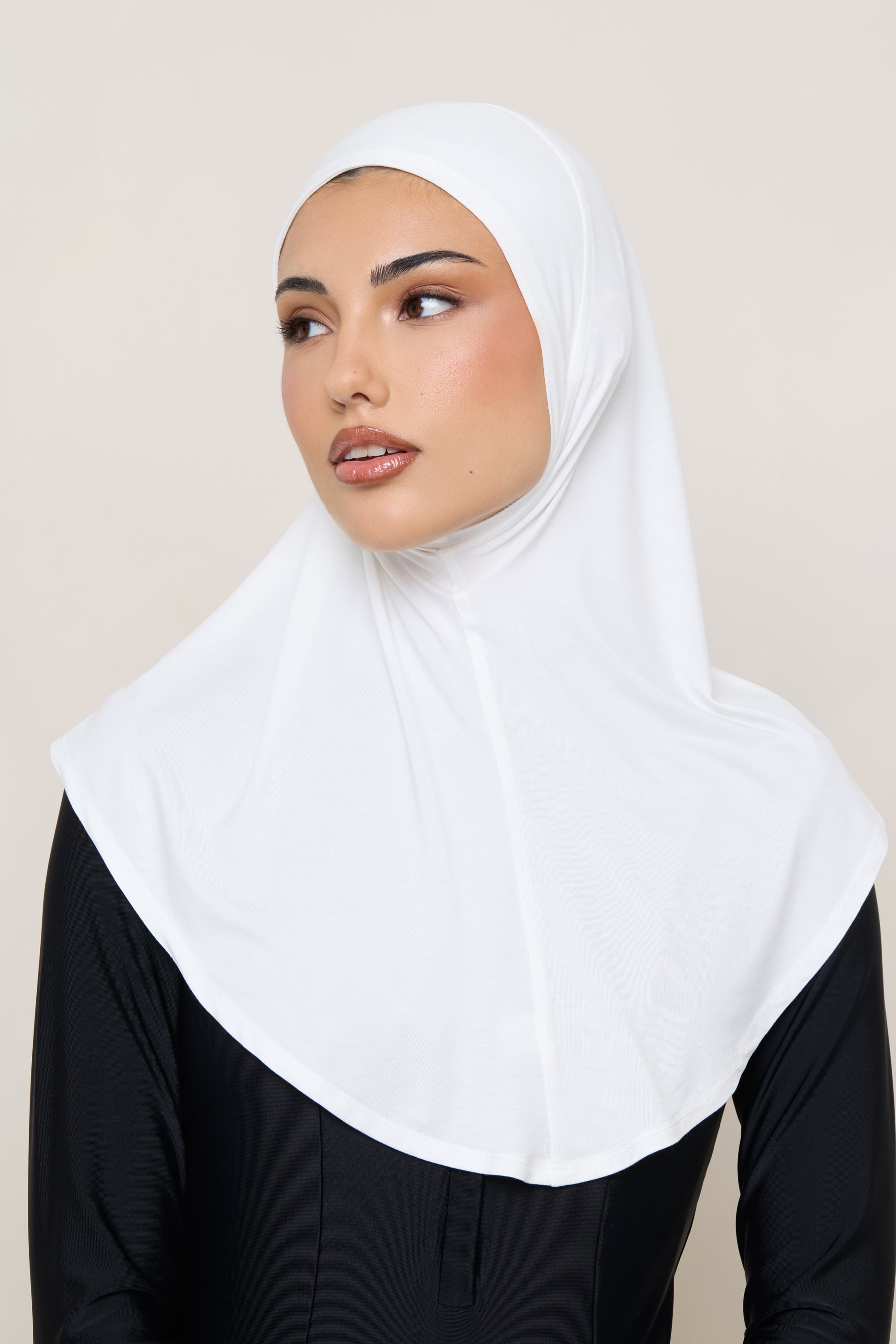 Amira Bamboo Jersey Instant Hijab - White Hijabs Veiled 