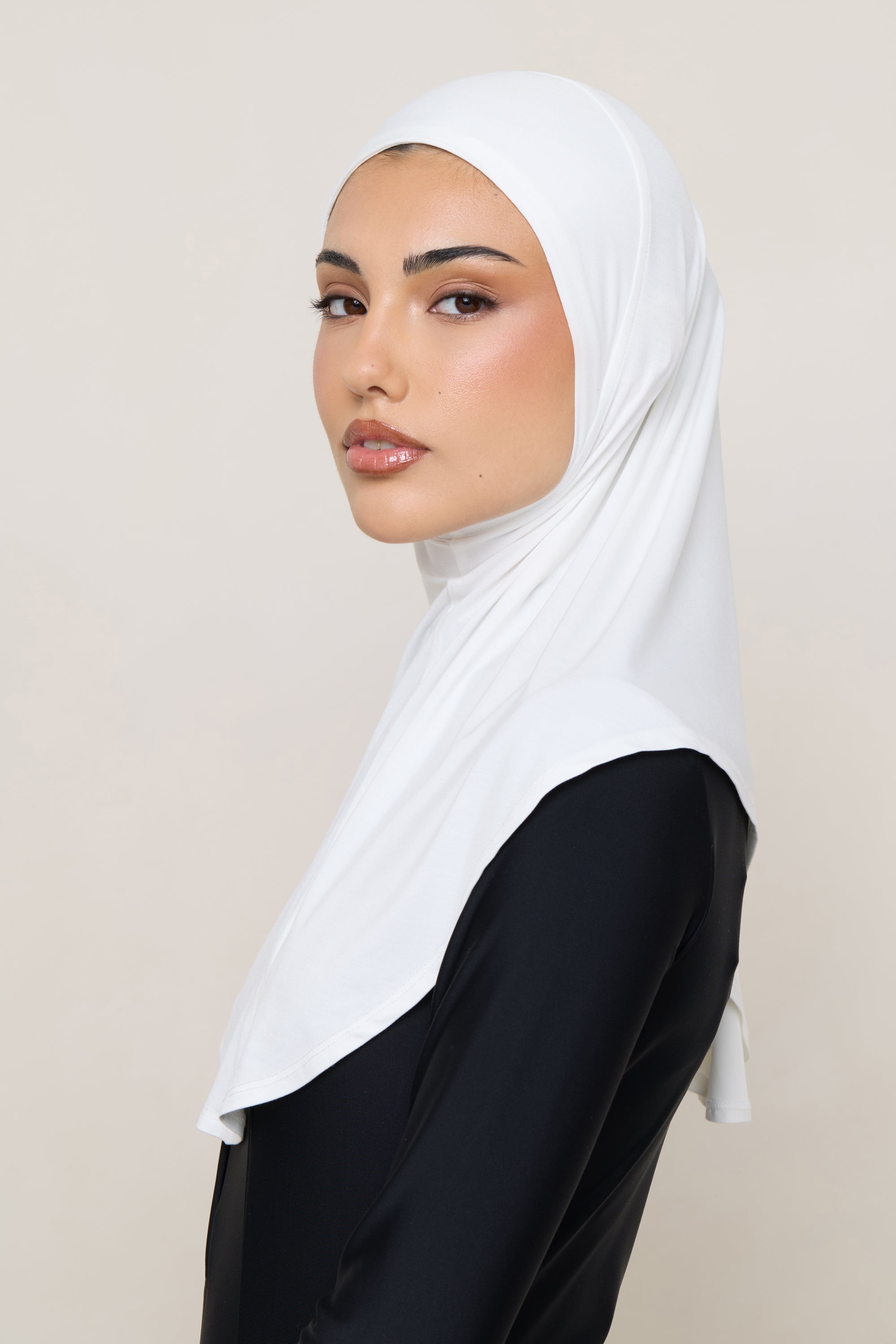 Amira Bamboo Jersey Instant Hijab - White Hijabs Veiled 
