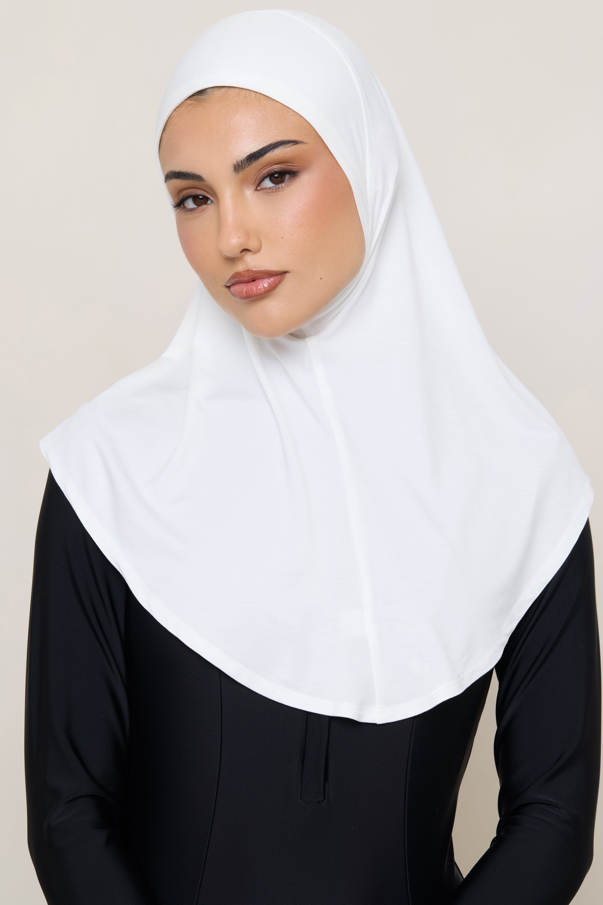 Amira Bamboo Jersey Instant Hijab - White Hijabs Veiled 
