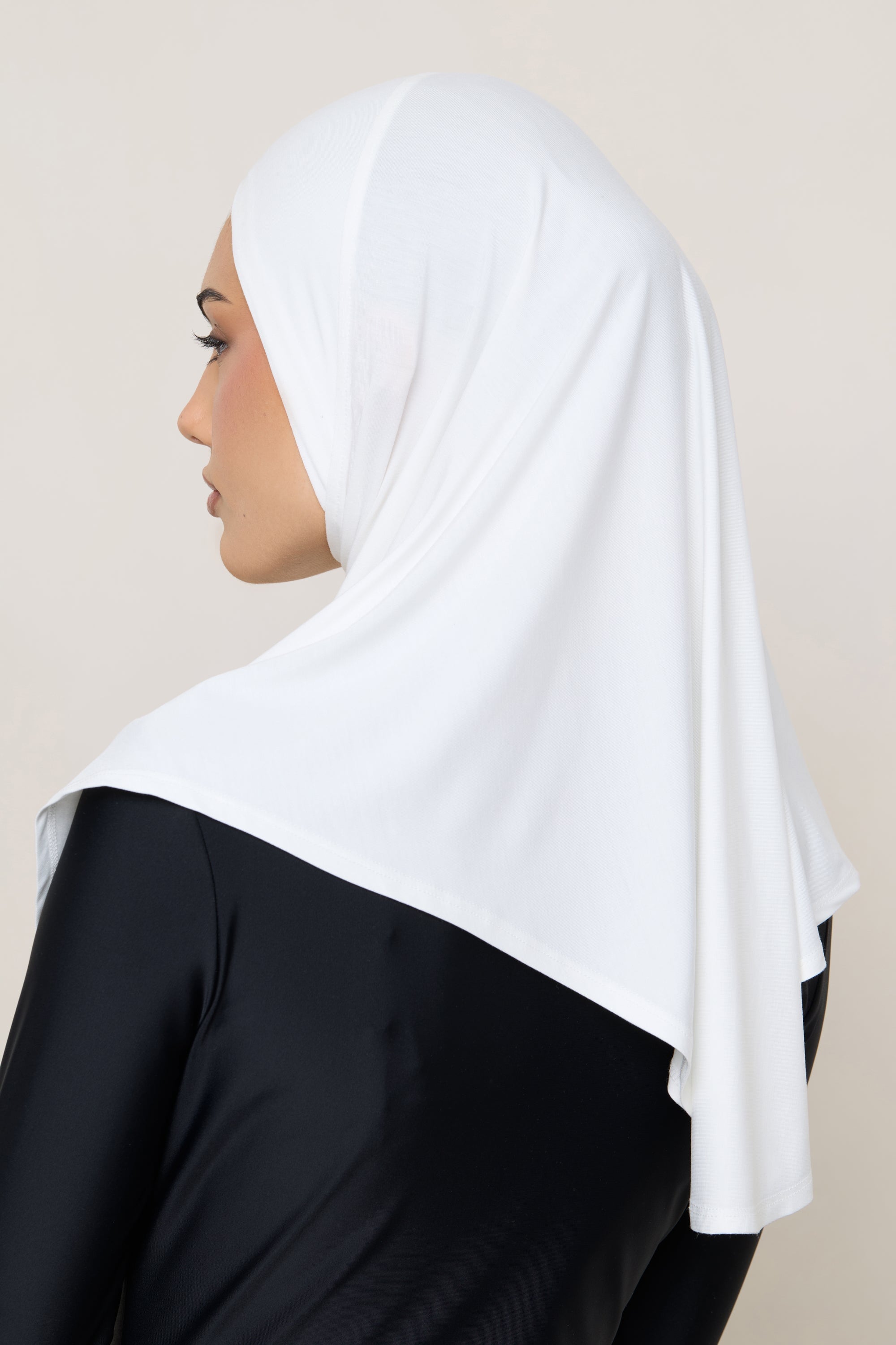 Amira Bamboo Jersey Instant Hijab - White Hijabs Veiled 
