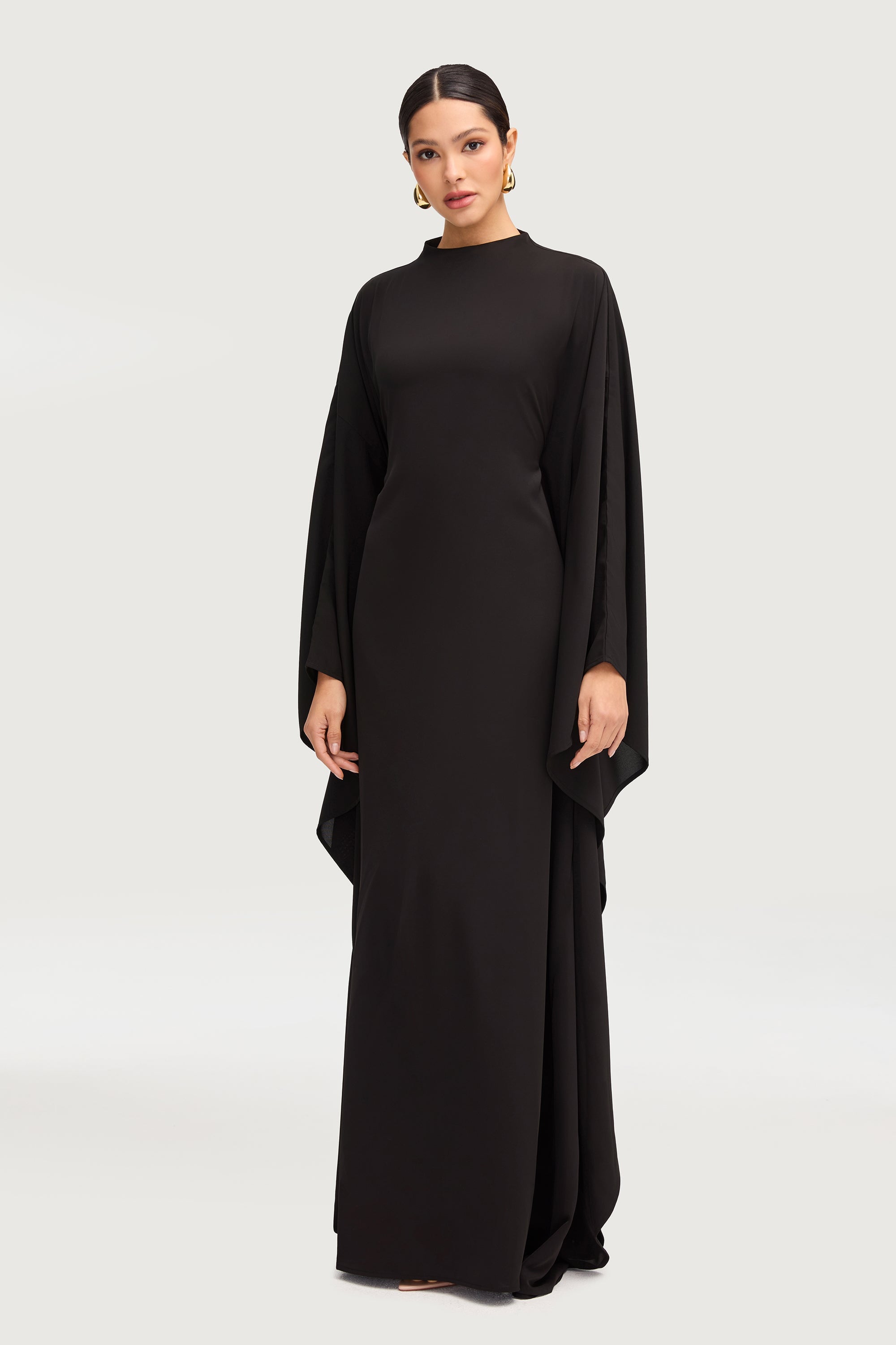 Amira Butterfly Inner Tie Abaya - Black Abayas Veiled 