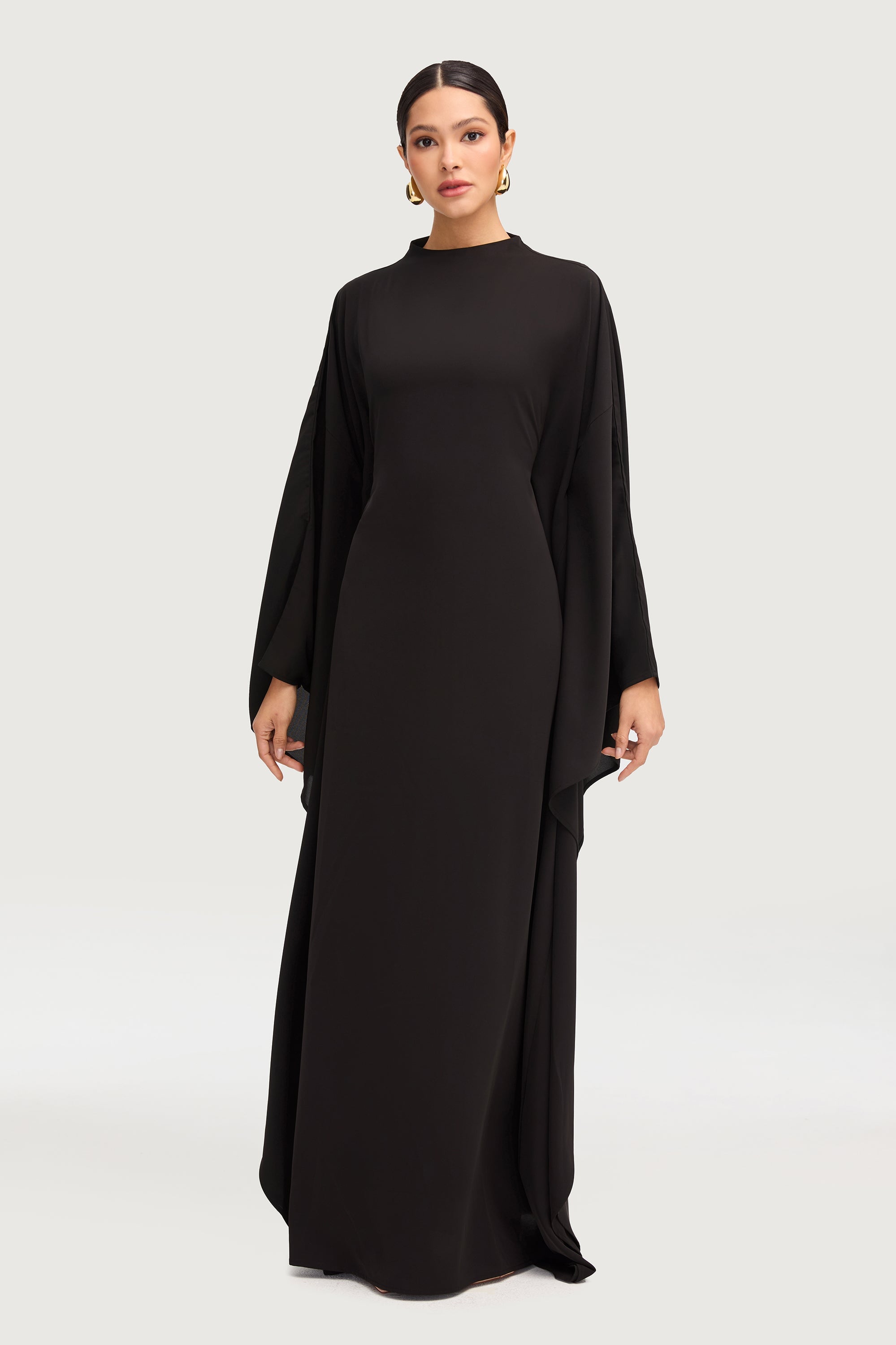 Amira Butterfly Inner Tie Abaya - Black Abayas Veiled 