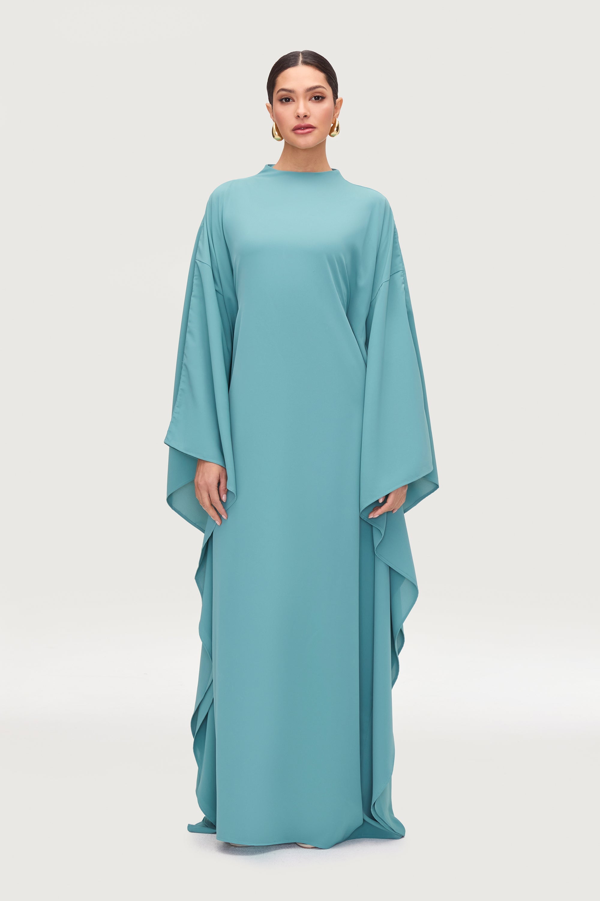 Amira Butterfly Inner Tie Abaya Dress - Mosaic Blue Abayas Veiled 