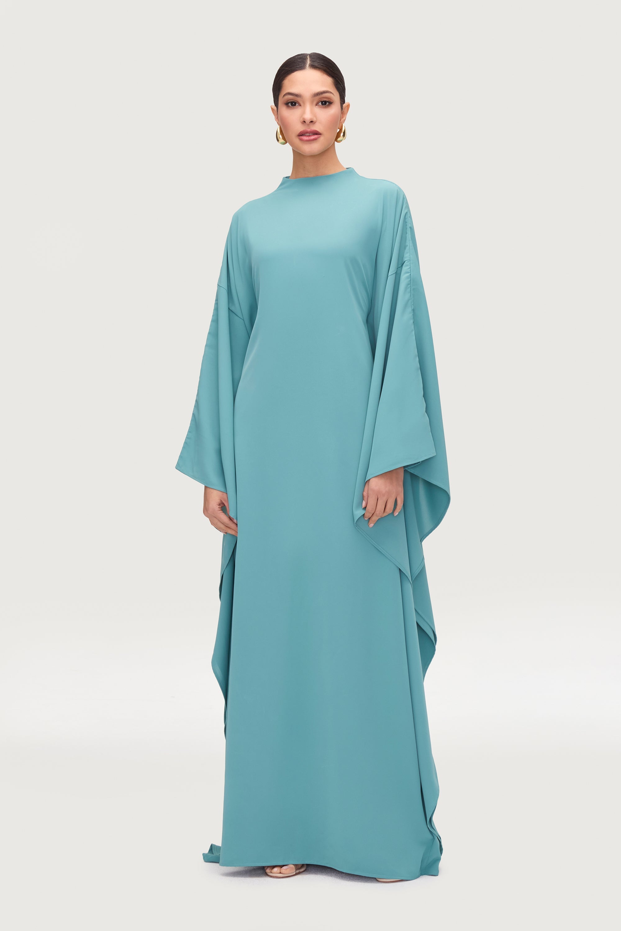 Amira Butterfly Inner Tie Abaya Dress - Mosaic Blue Abayas Veiled 