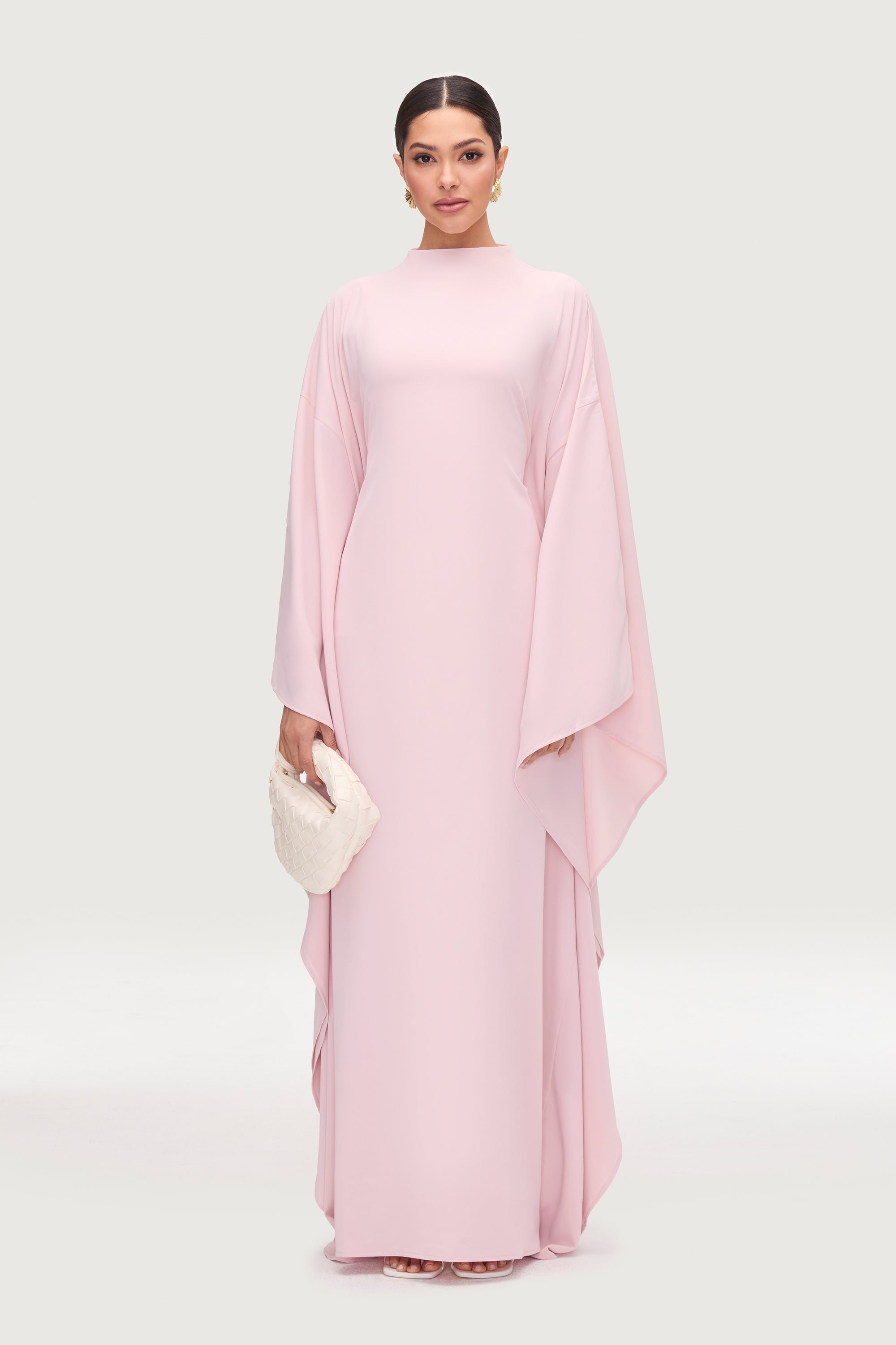 Amira Butterfly Inner Tie Abaya Dress - Pastel Pink Abayas Veiled 