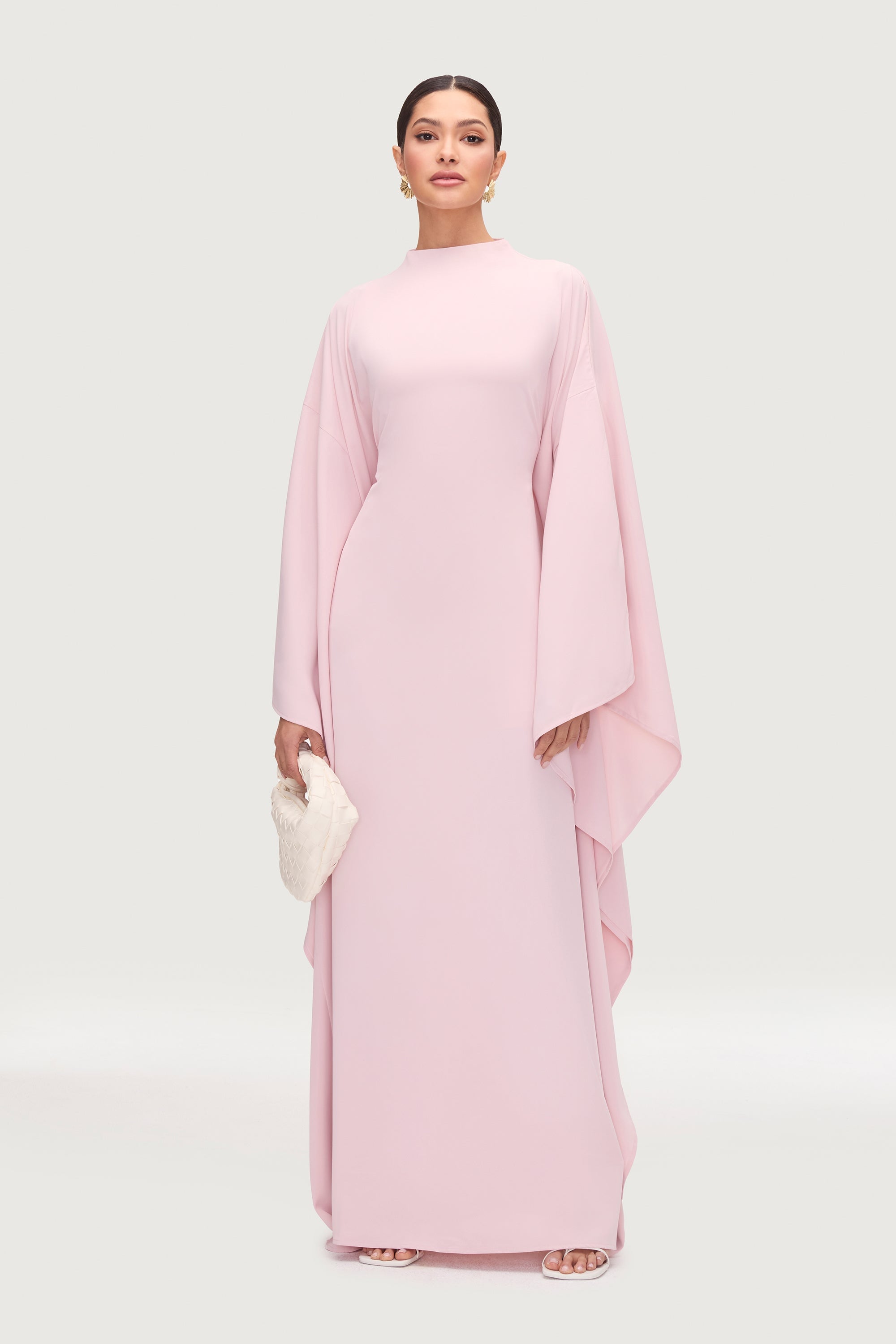 Amira Butterfly Inner Tie Abaya Dress - Pastel Pink Abayas Veiled 