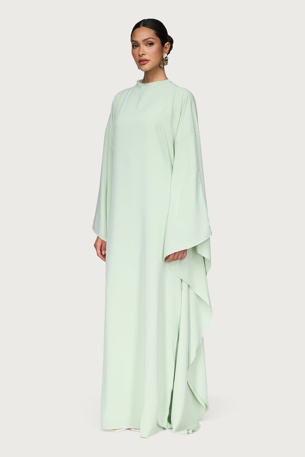 Amira Butterfly Inner Tie Abaya Dress - Pistachio Abayas Veiled 