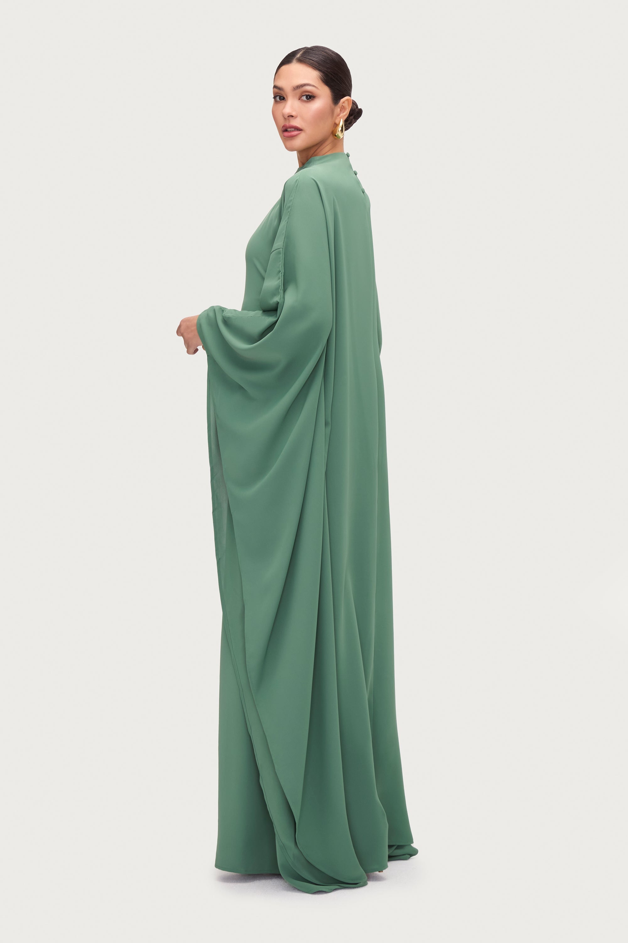 Amira Butterfly Inner Tie Abaya Dress - Sage Abayas Veiled 