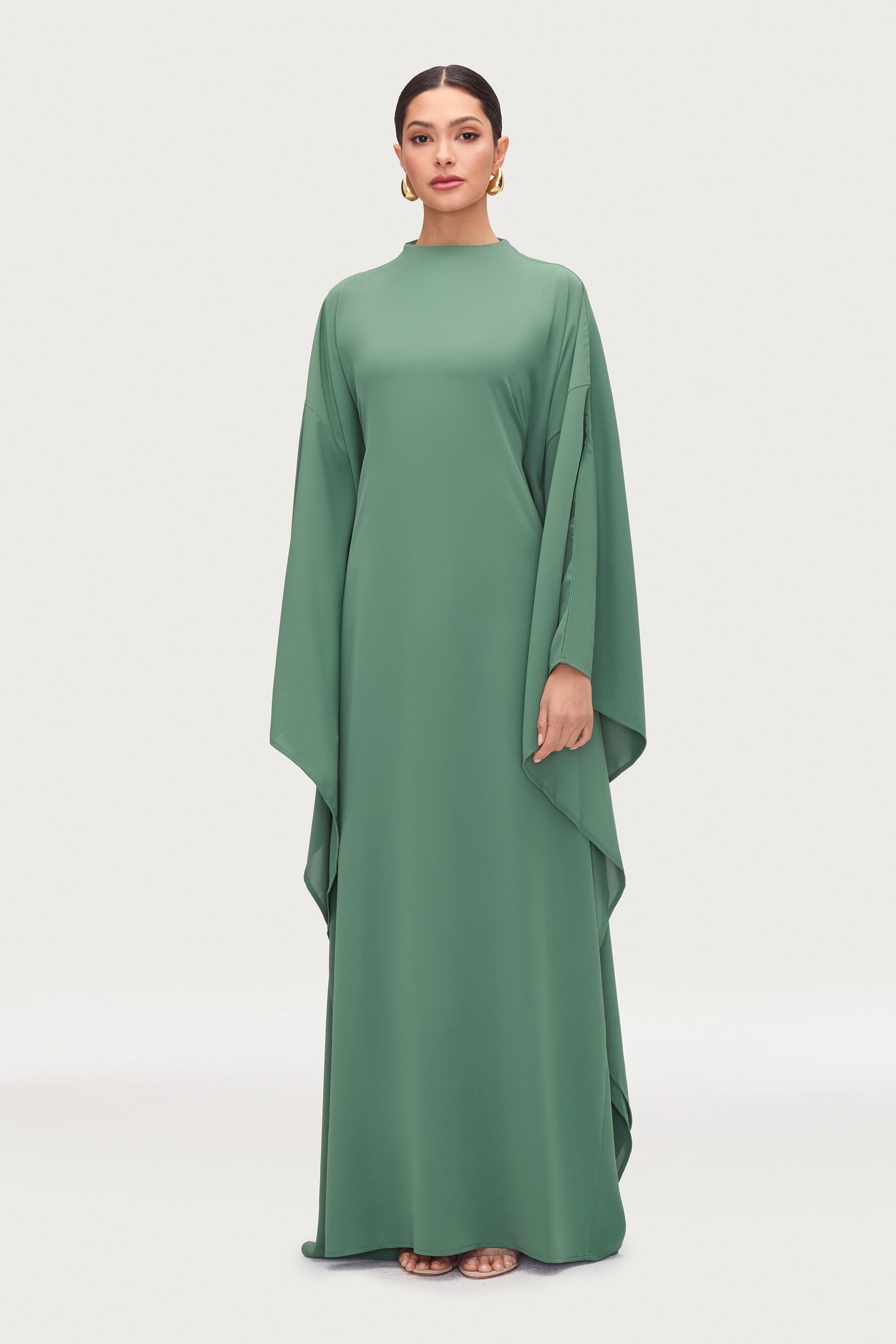 Amira Butterfly Inner Tie Abaya Dress - Sage Abayas Veiled 