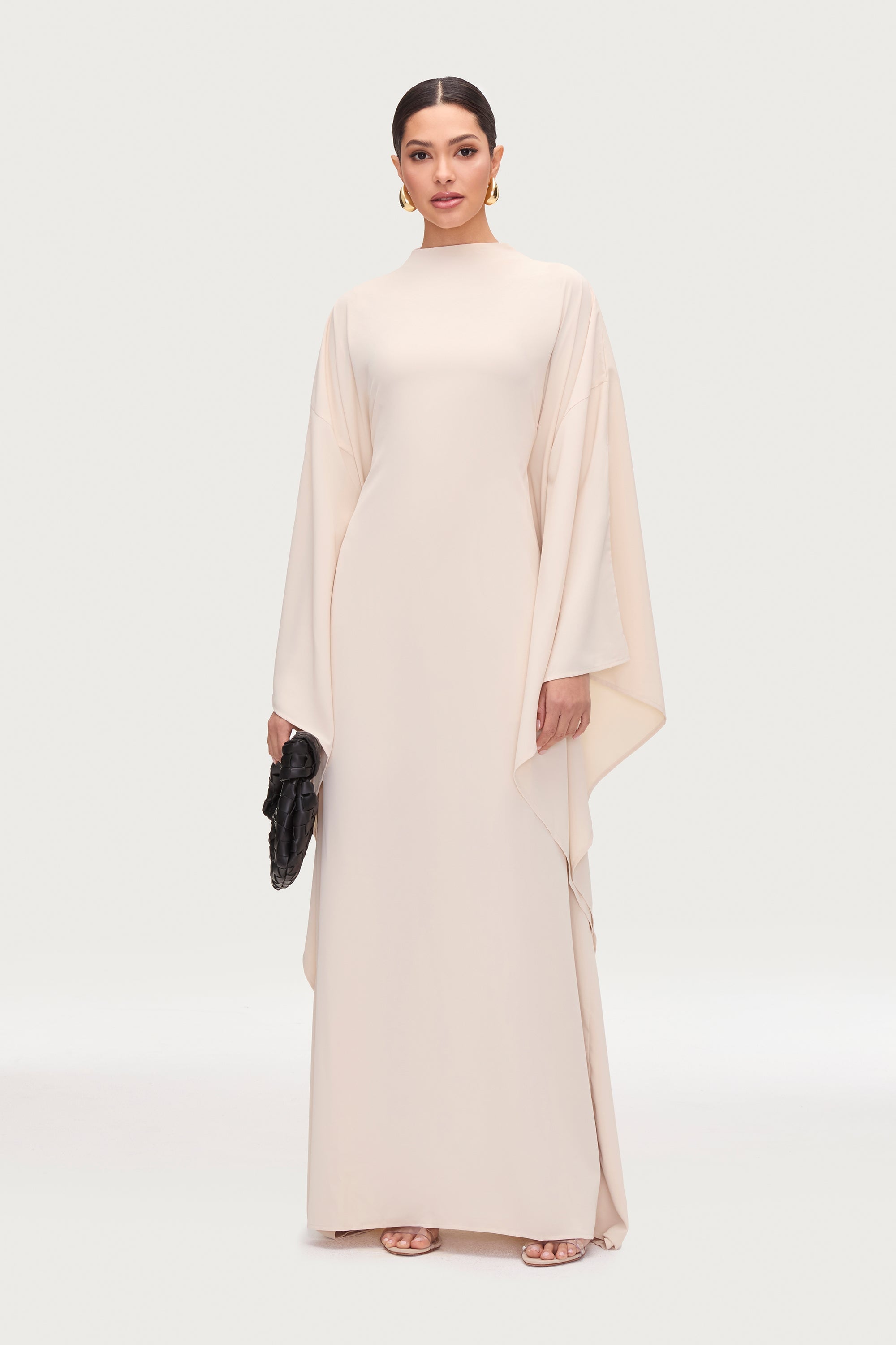 Amira Butterfly Inner Tie Abaya Dress - Stone Abayas Veiled 