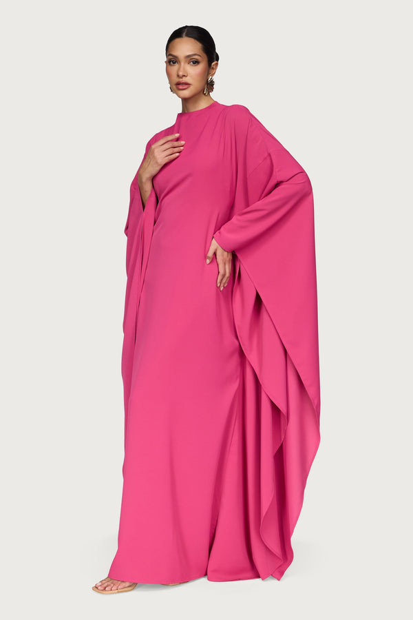 Amira Butterfly Inner Tie Abaya Dress - Sunset Pink Abayas Veiled 