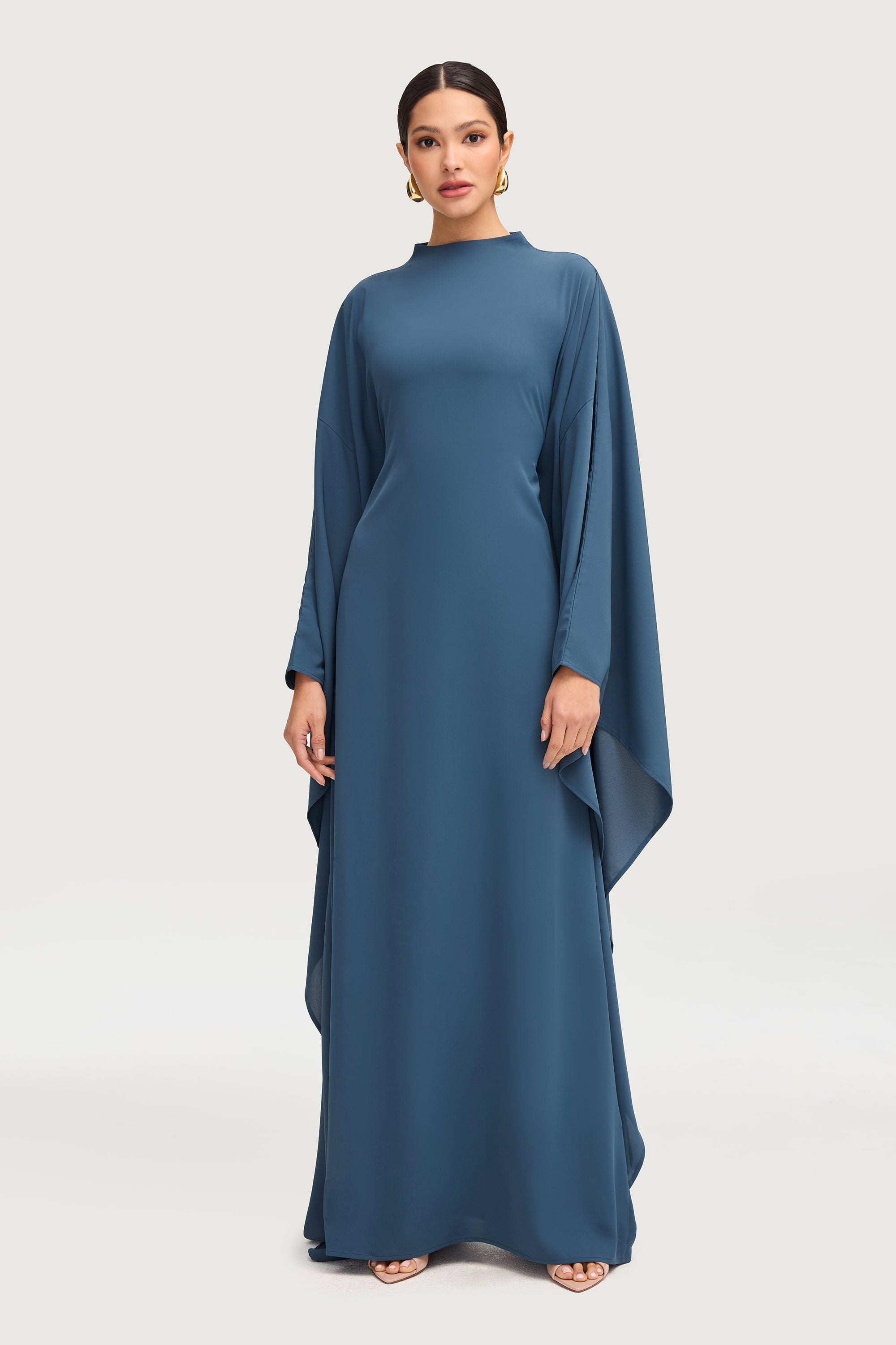 Amira Butterfly Inner Tie Abaya - Mosaic Blue Abayas Veiled 