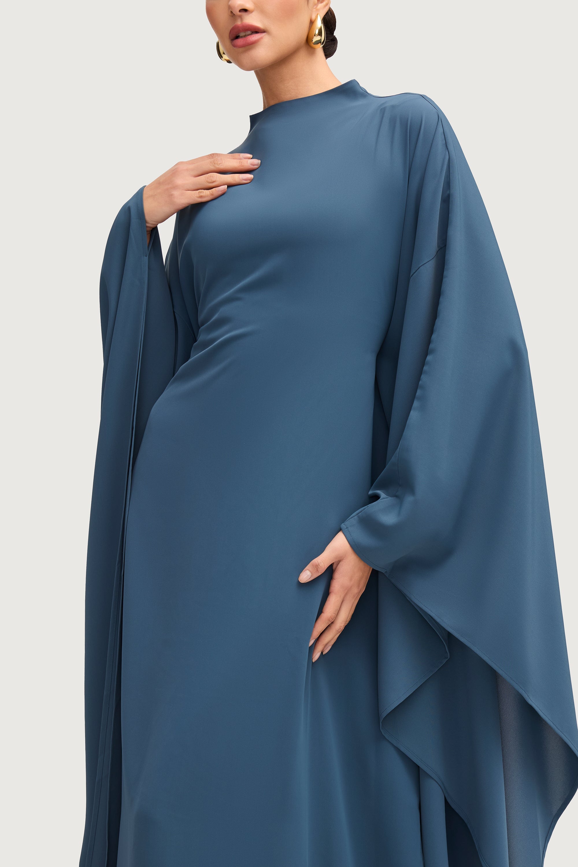 Amira Butterfly Inner Tie Abaya - Mosaic Blue Abayas Veiled 