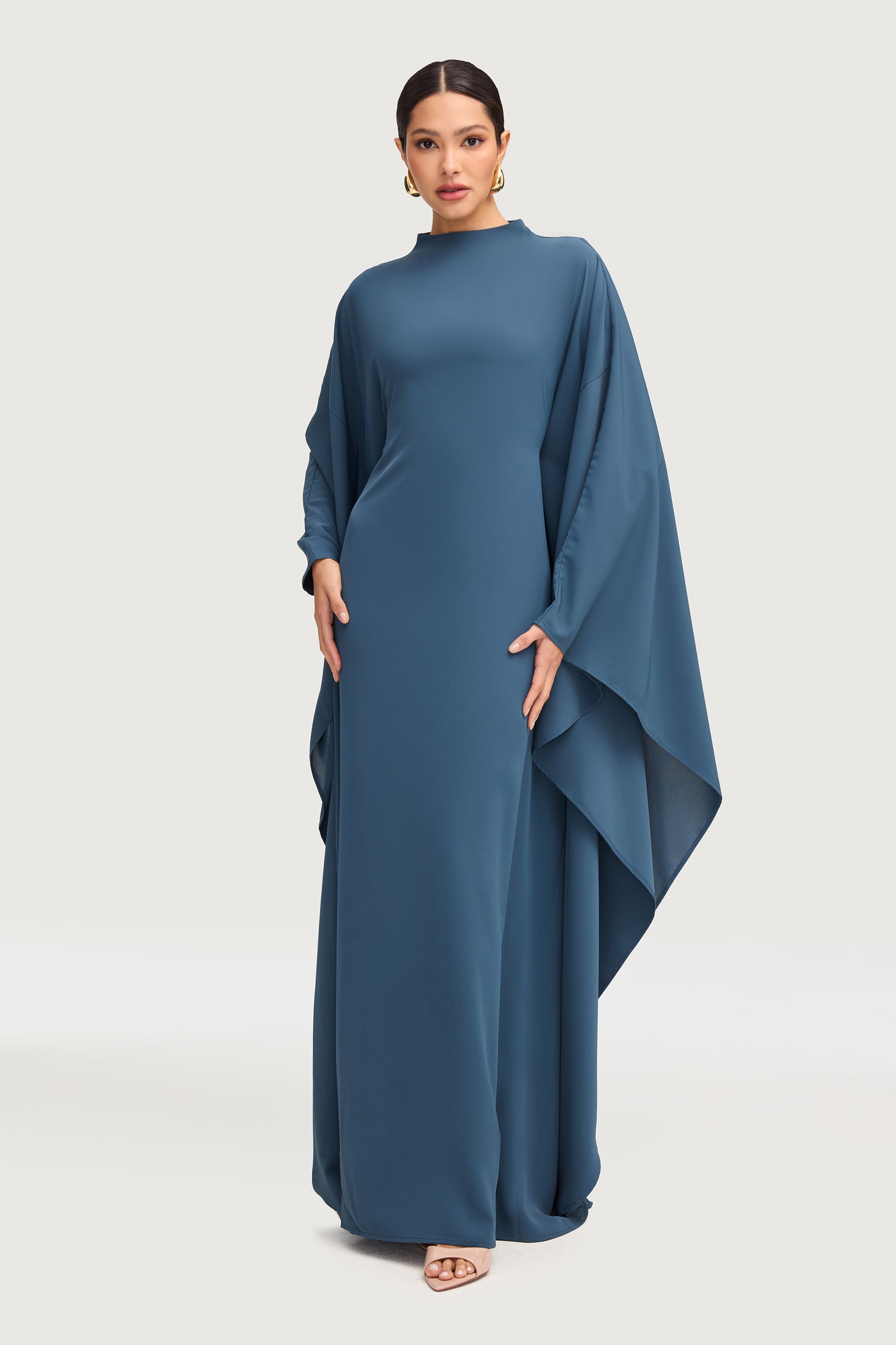 Amira Butterfly Inner Tie Abaya - Mosaic Blue Abayas Veiled 