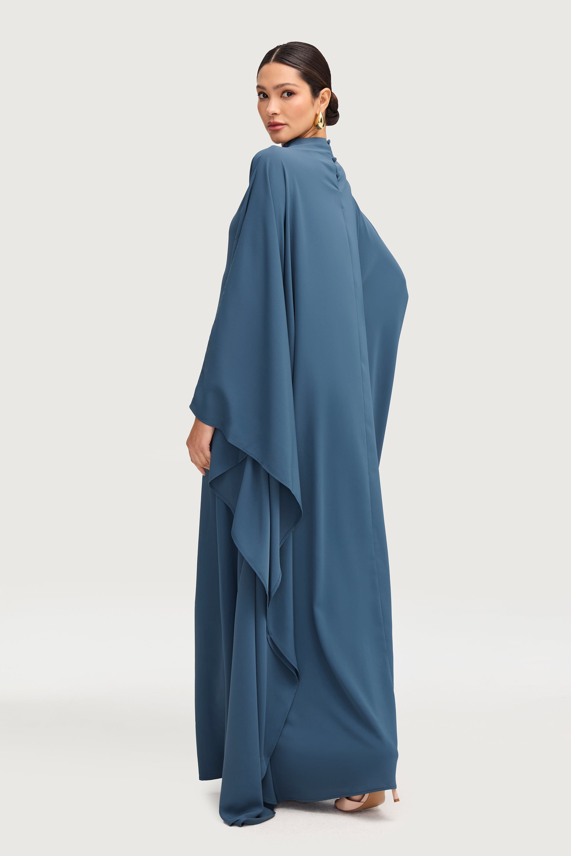 Amira Butterfly Inner Tie Abaya - Mosaic Blue Abayas Veiled 