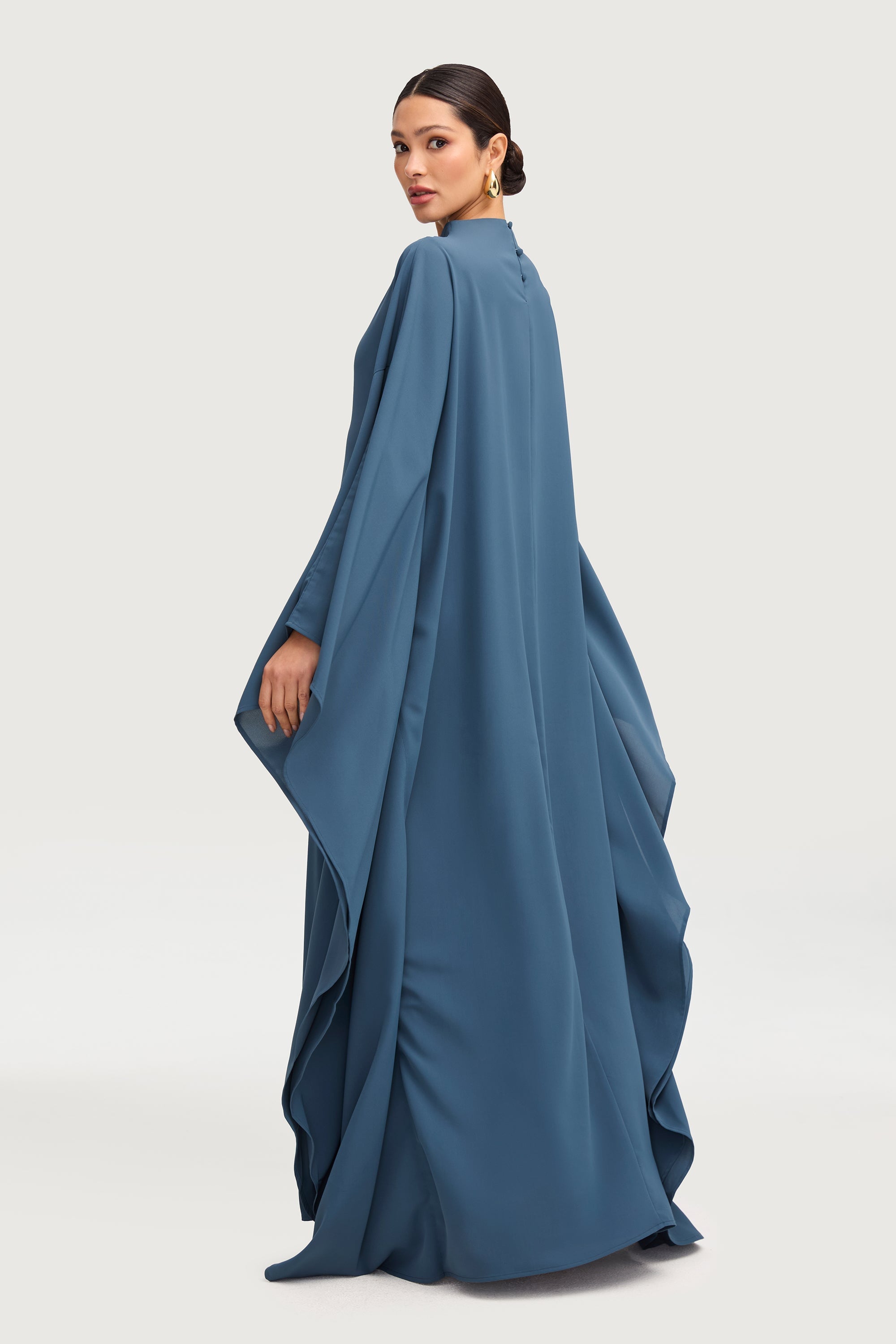 Amira Butterfly Inner Tie Abaya - Mosaic Blue Abayas Veiled 