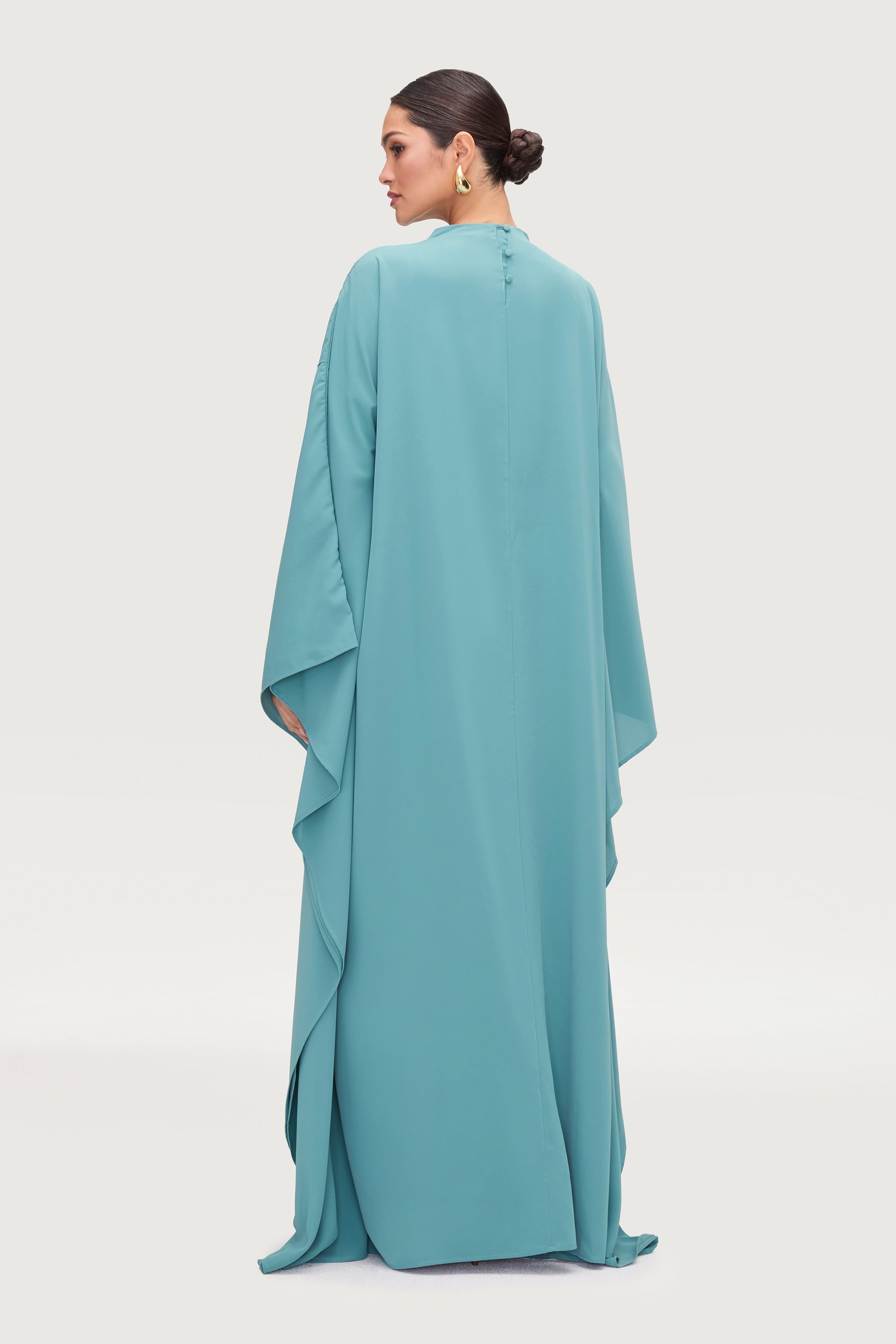 Amira Butterfly Inner Tie Abaya - Mosaic Blue Abayas Veiled 