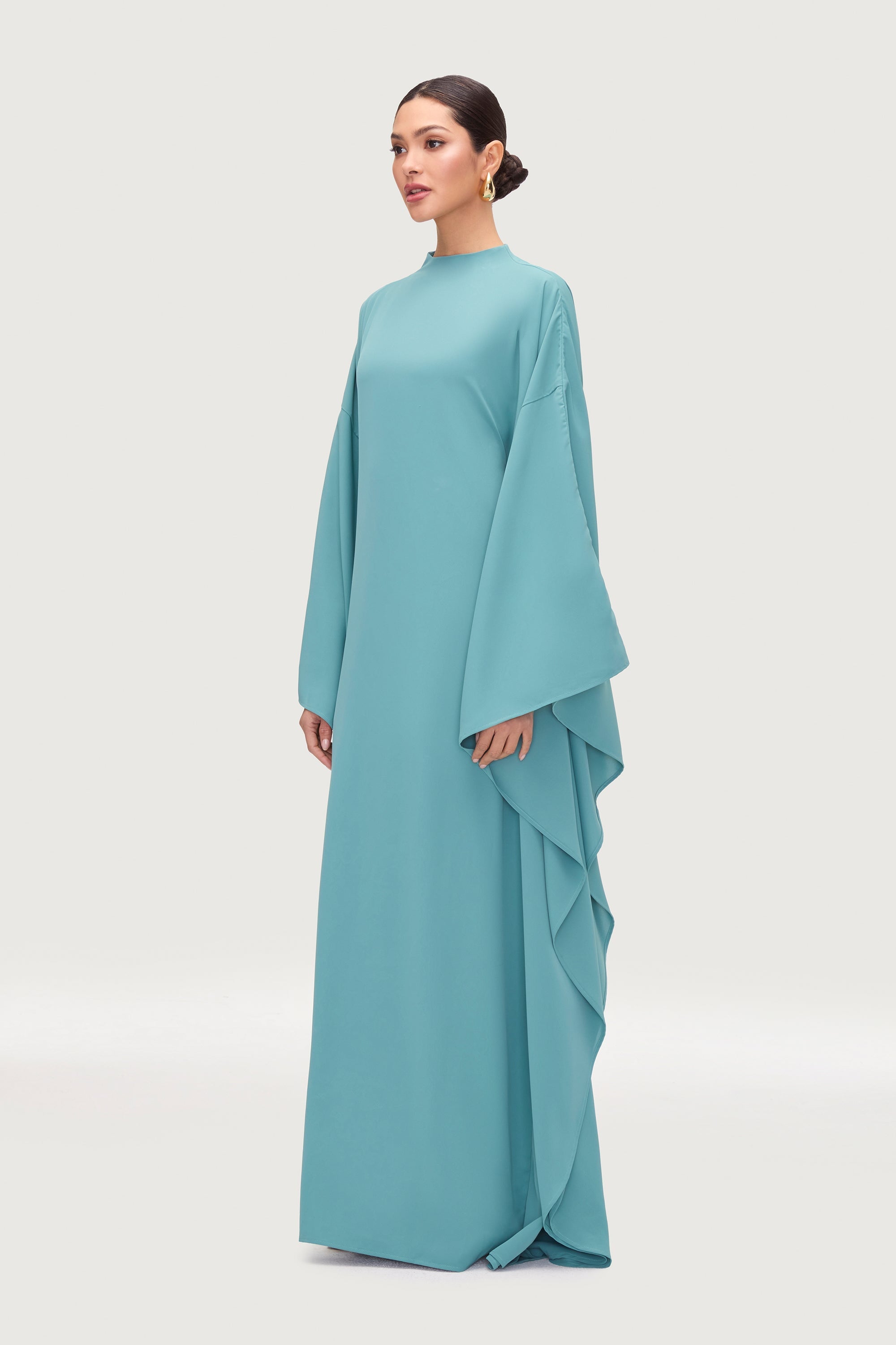 Amira Butterfly Inner Tie Abaya - Mosaic Blue Abayas Veiled 