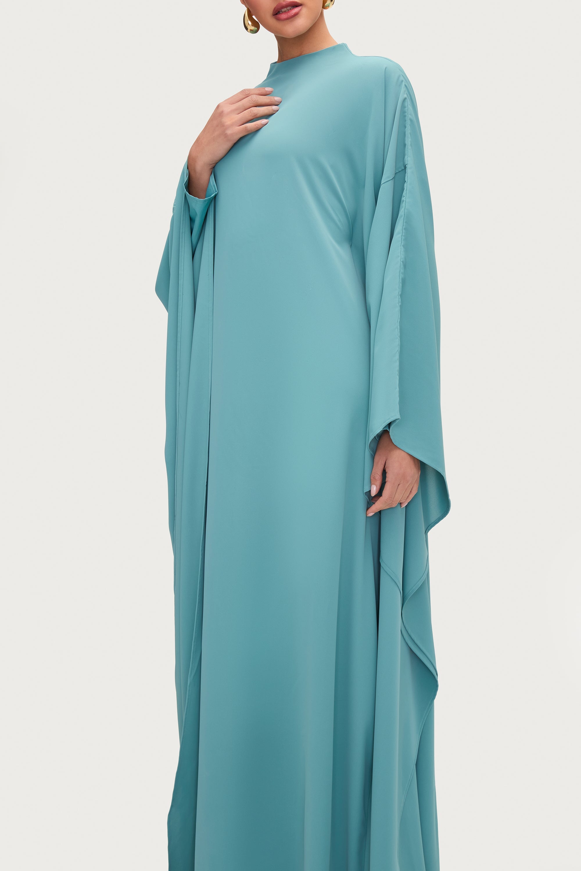 Amira Butterfly Inner Tie Abaya - Mosaic Blue Abayas Veiled 