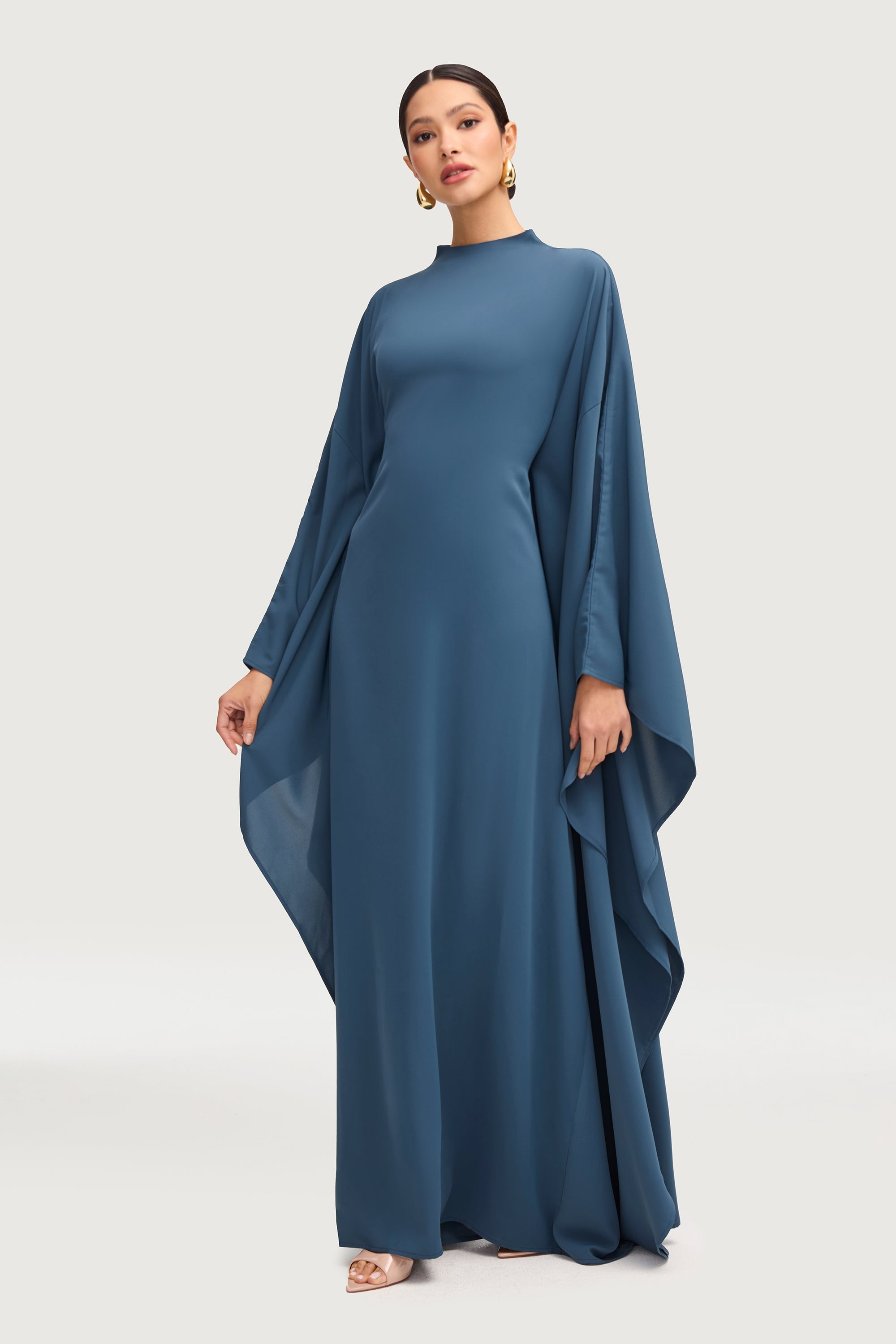 Amira Butterfly Inner Tie Abaya - Mosaic Blue Abayas Veiled 