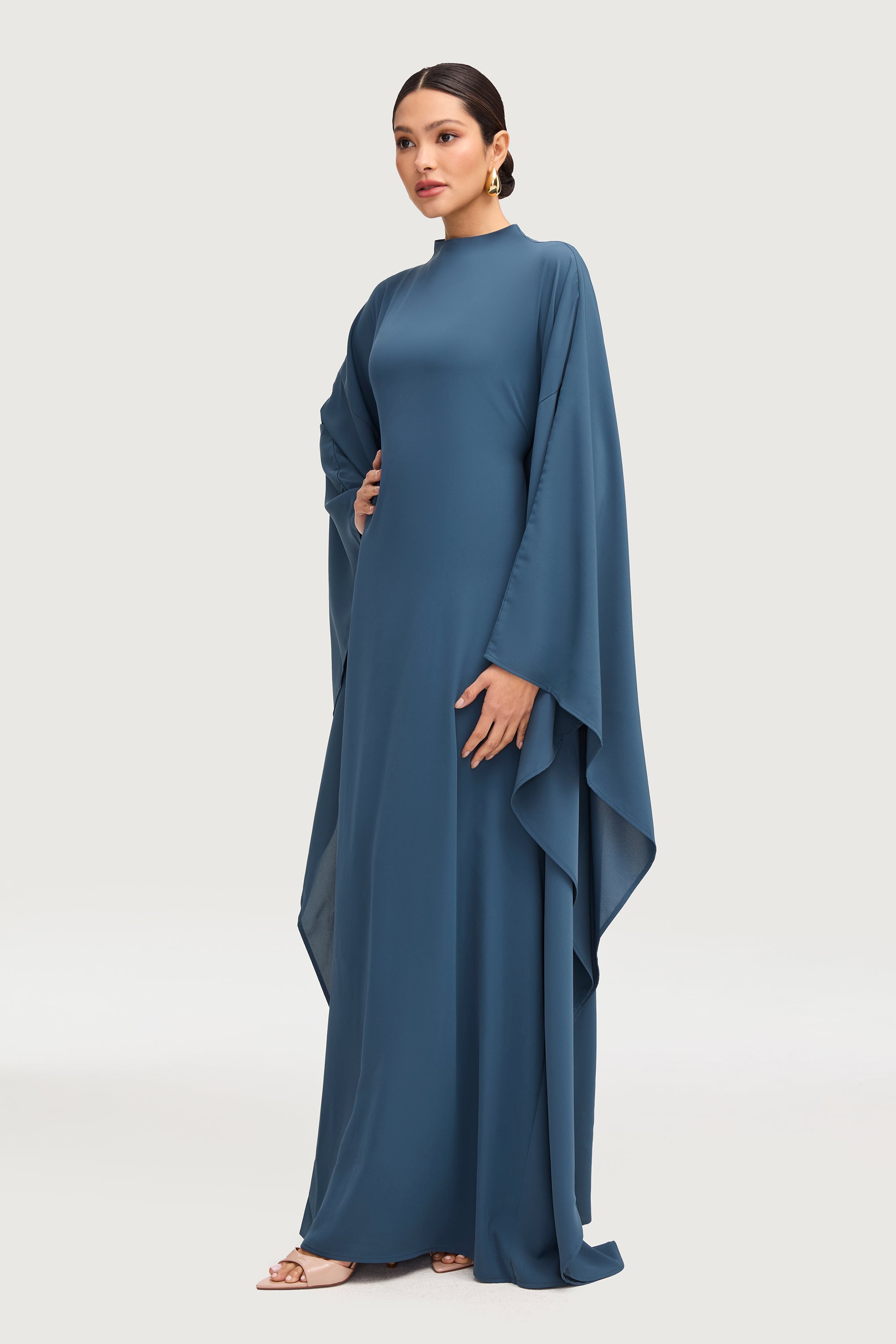 Amira Butterfly Inner Tie Abaya - Mosaic Blue Abayas Veiled 