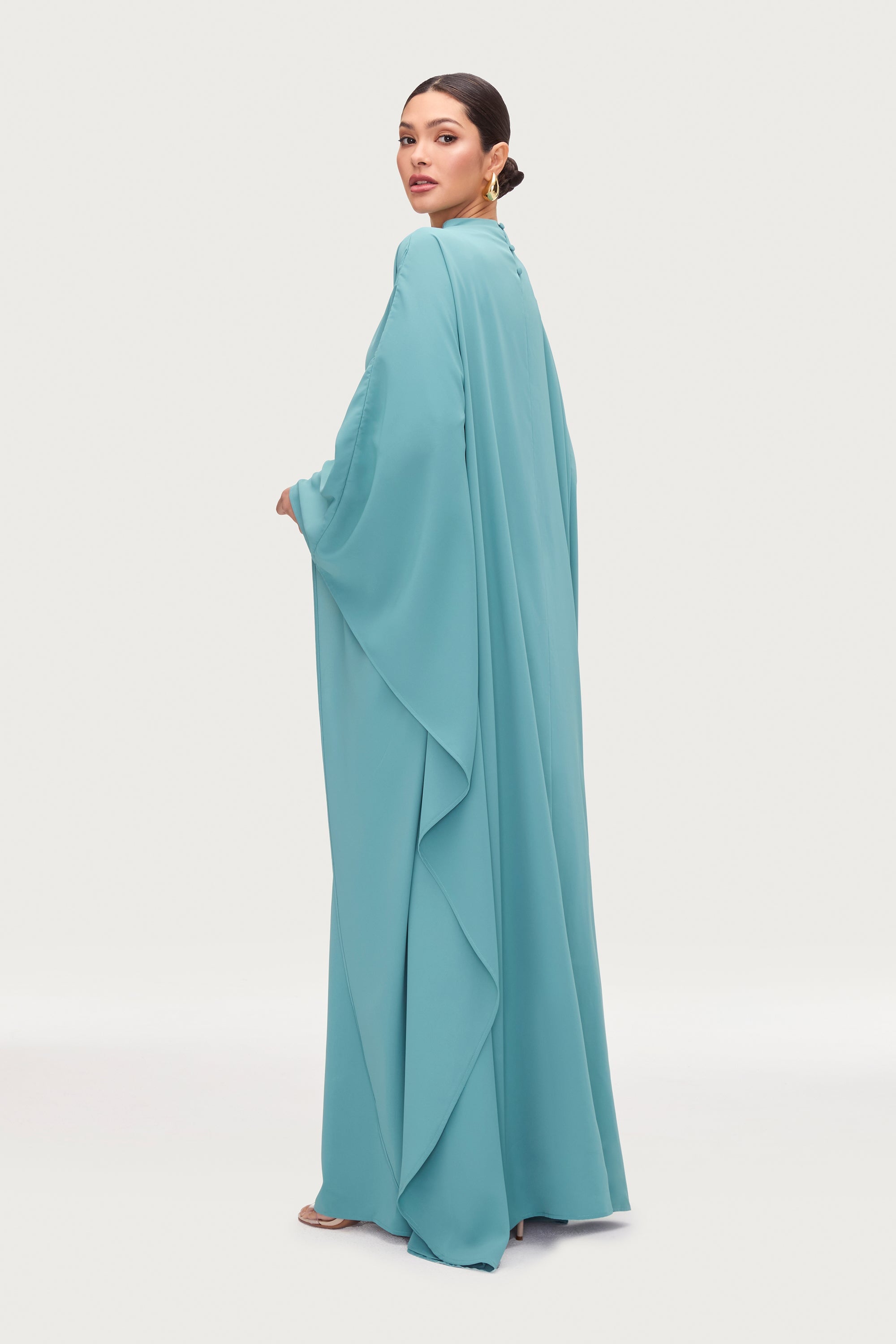 Amira Butterfly Inner Tie Abaya - Mosaic Blue Abayas Veiled 