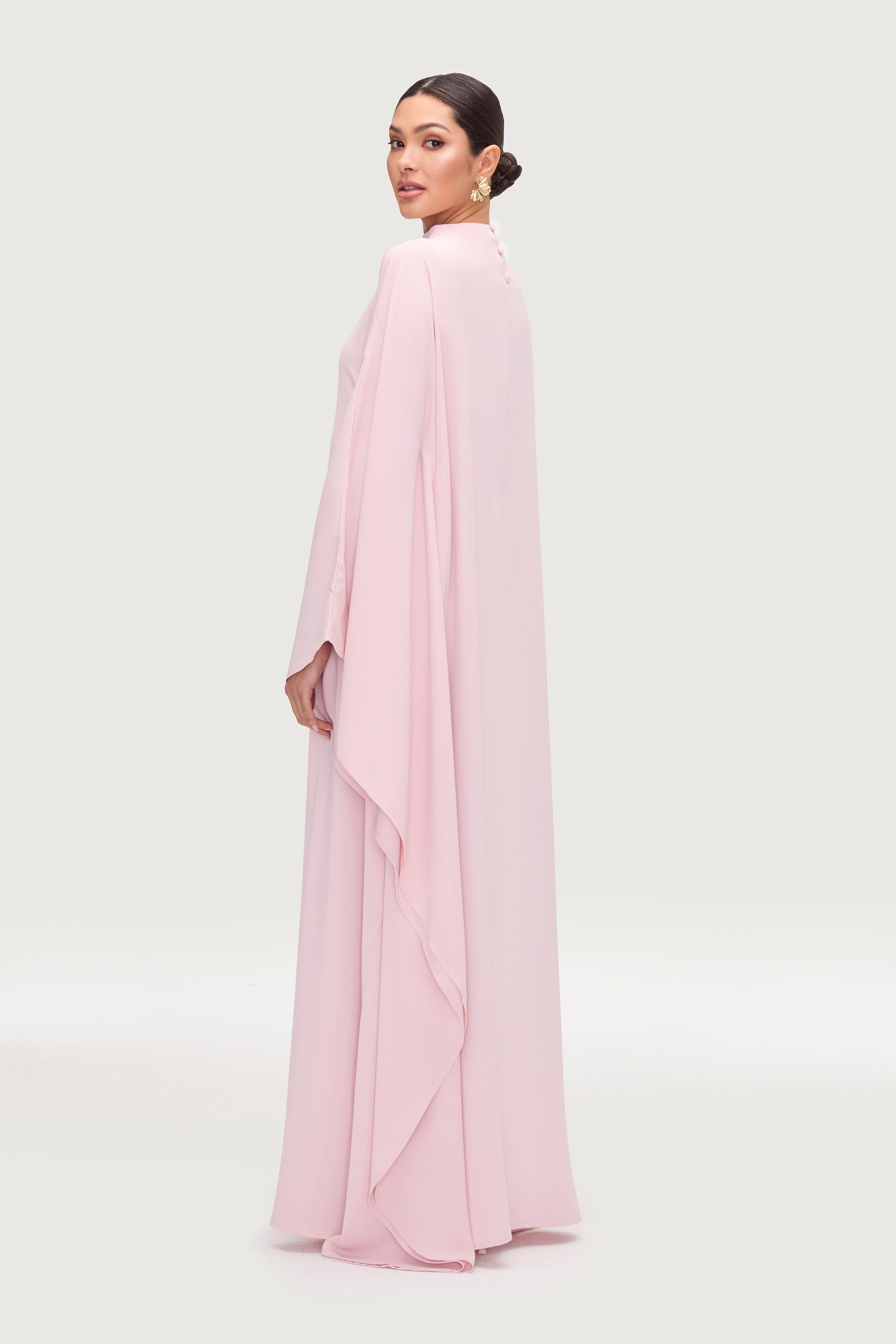 Amira Butterfly Inner Tie Abaya - Pastel Pink Abayas Veiled 