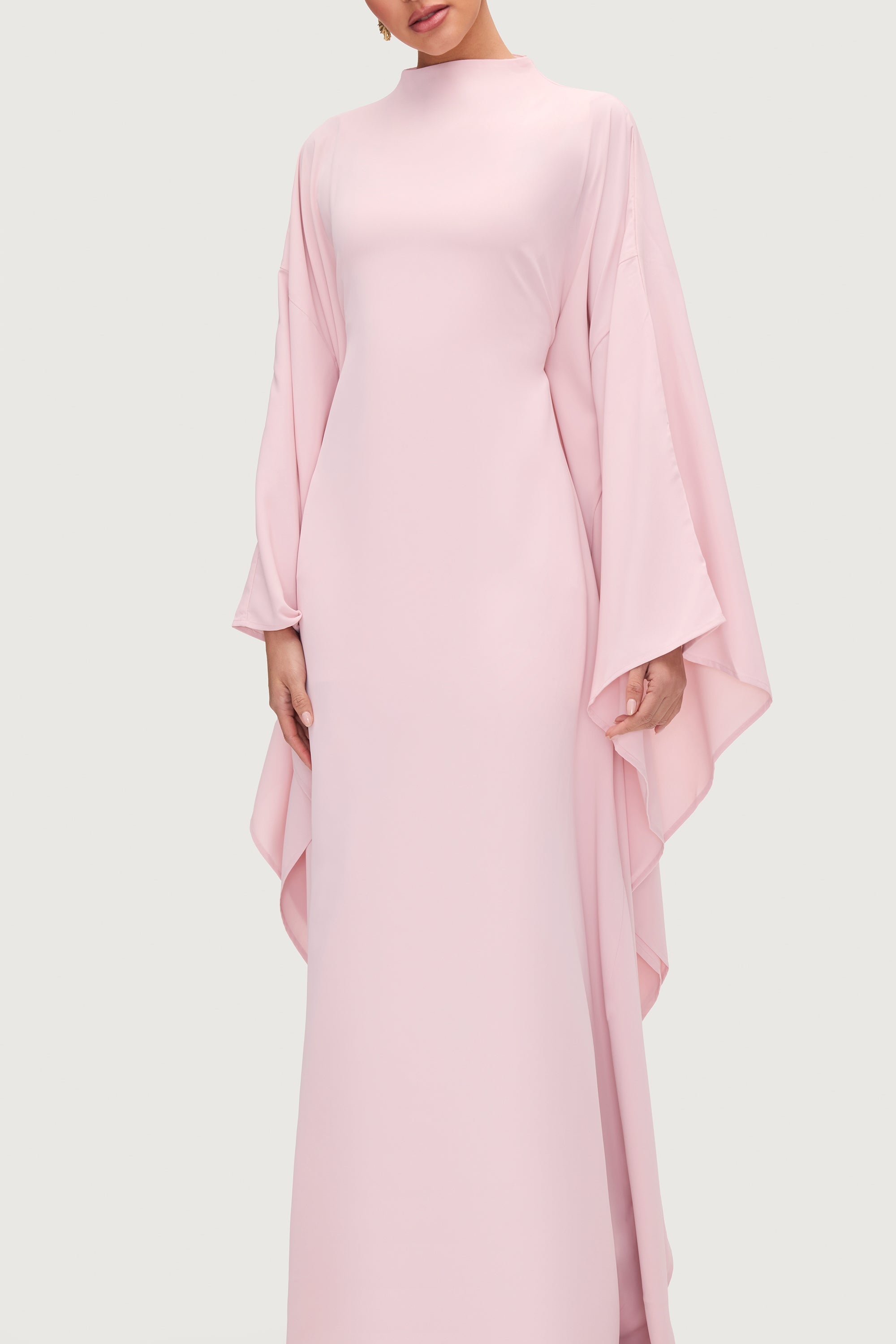 Amira Butterfly Inner Tie Abaya - Pastel Pink Abayas Veiled 