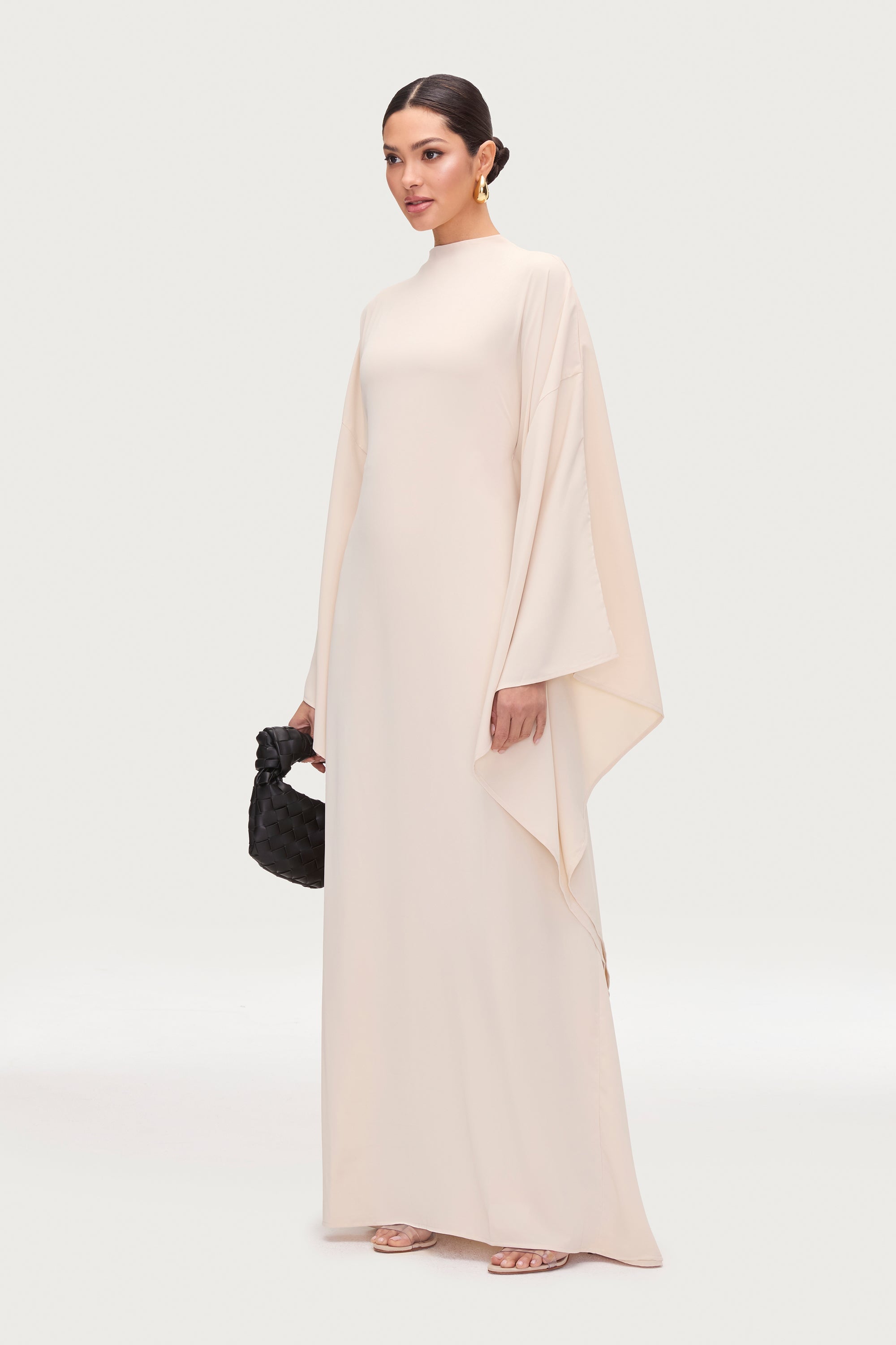 Amira Butterfly Inner Tie Abaya - Stone Abayas Veiled 