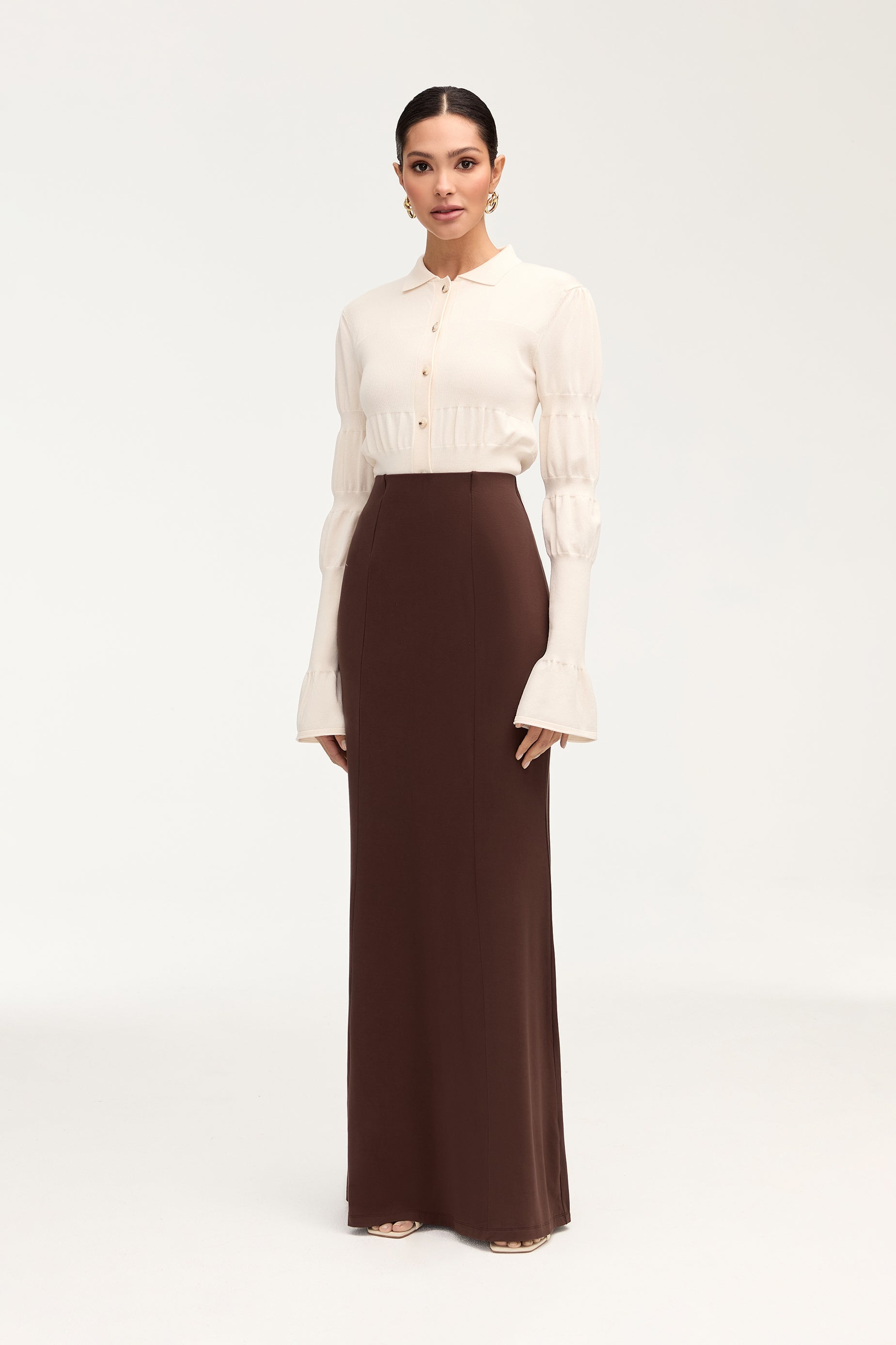 Andrea Jersey Maxi Skirt - Espresso Clothing Veiled 