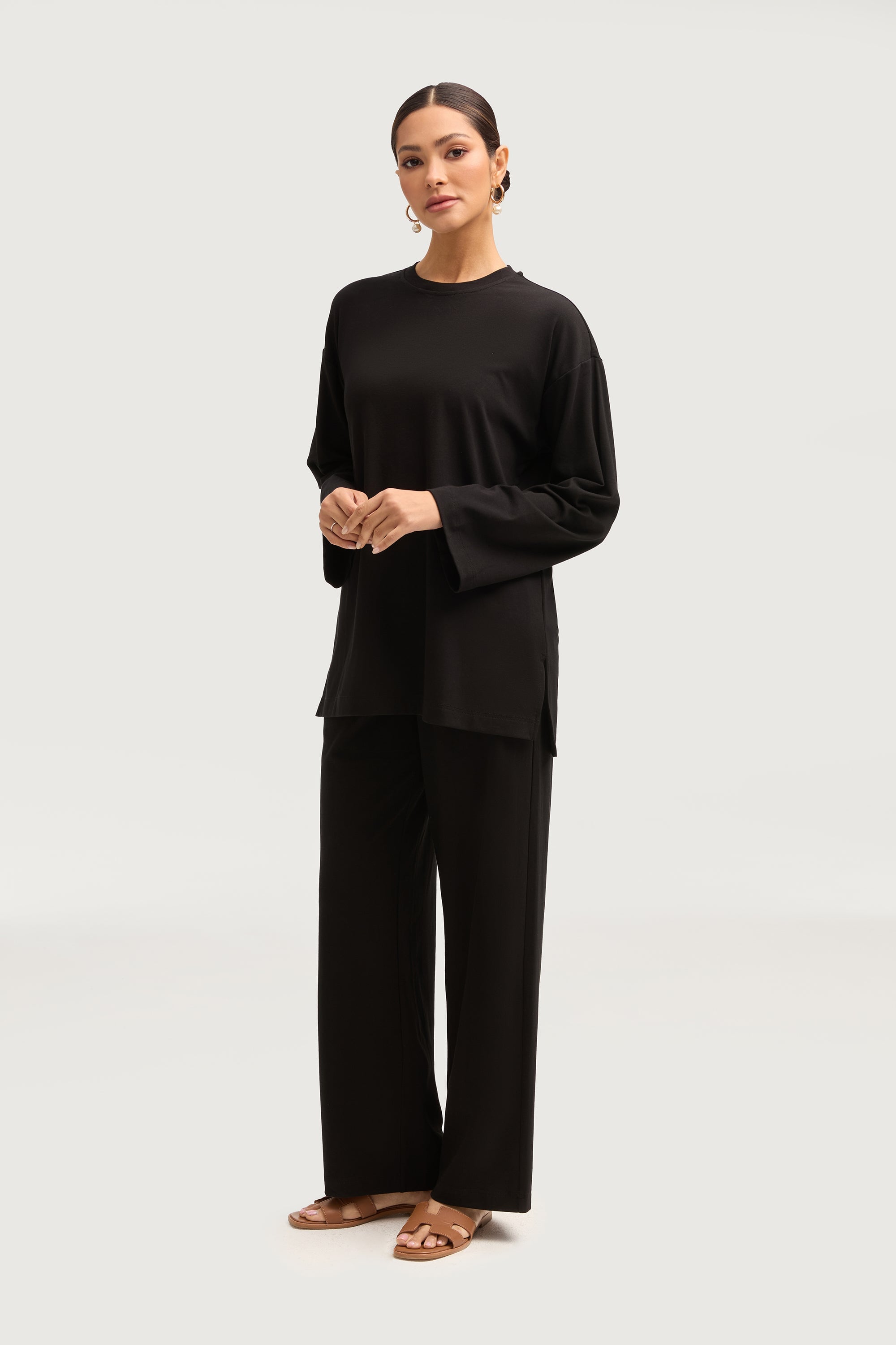 Aria Ribbed Everyday Top - Black Tops Veiled Collection 