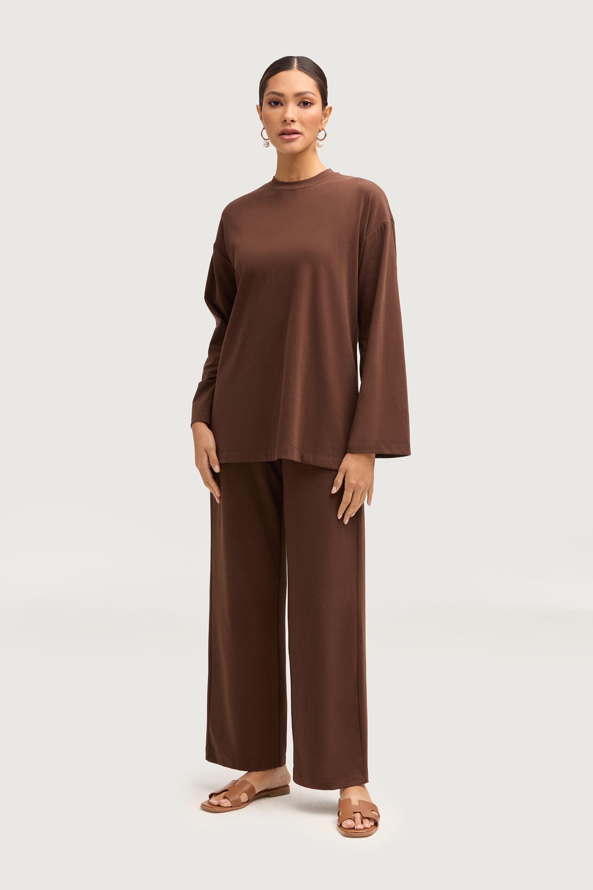 Aria Ribbed Everyday Top - Dark Brown Tops Veiled Collection 