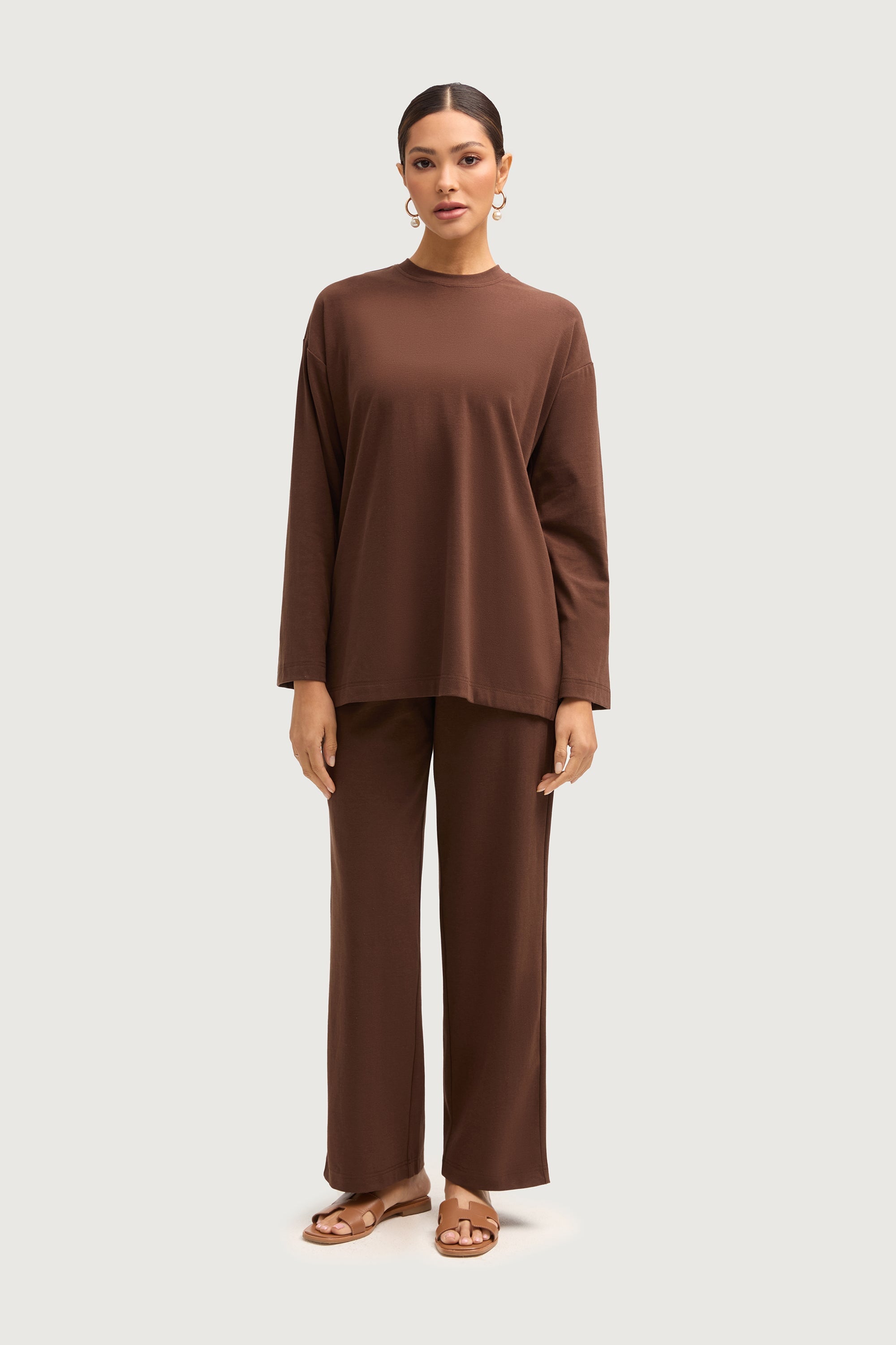 Aria Ribbed Everyday Top - Dark Brown Tops Veiled Collection 