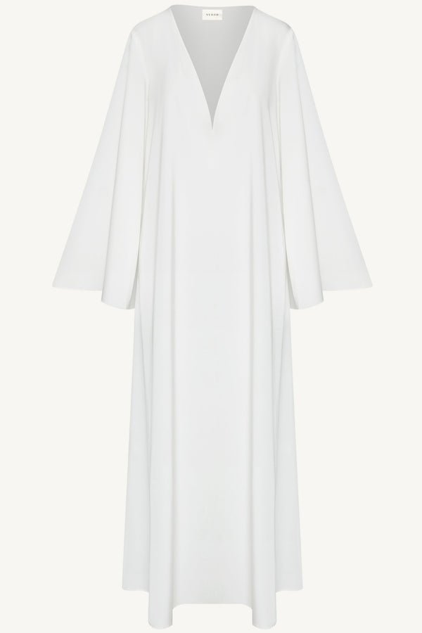 Arwa Flare Sleeve Open Abaya - White Abayas Veiled 