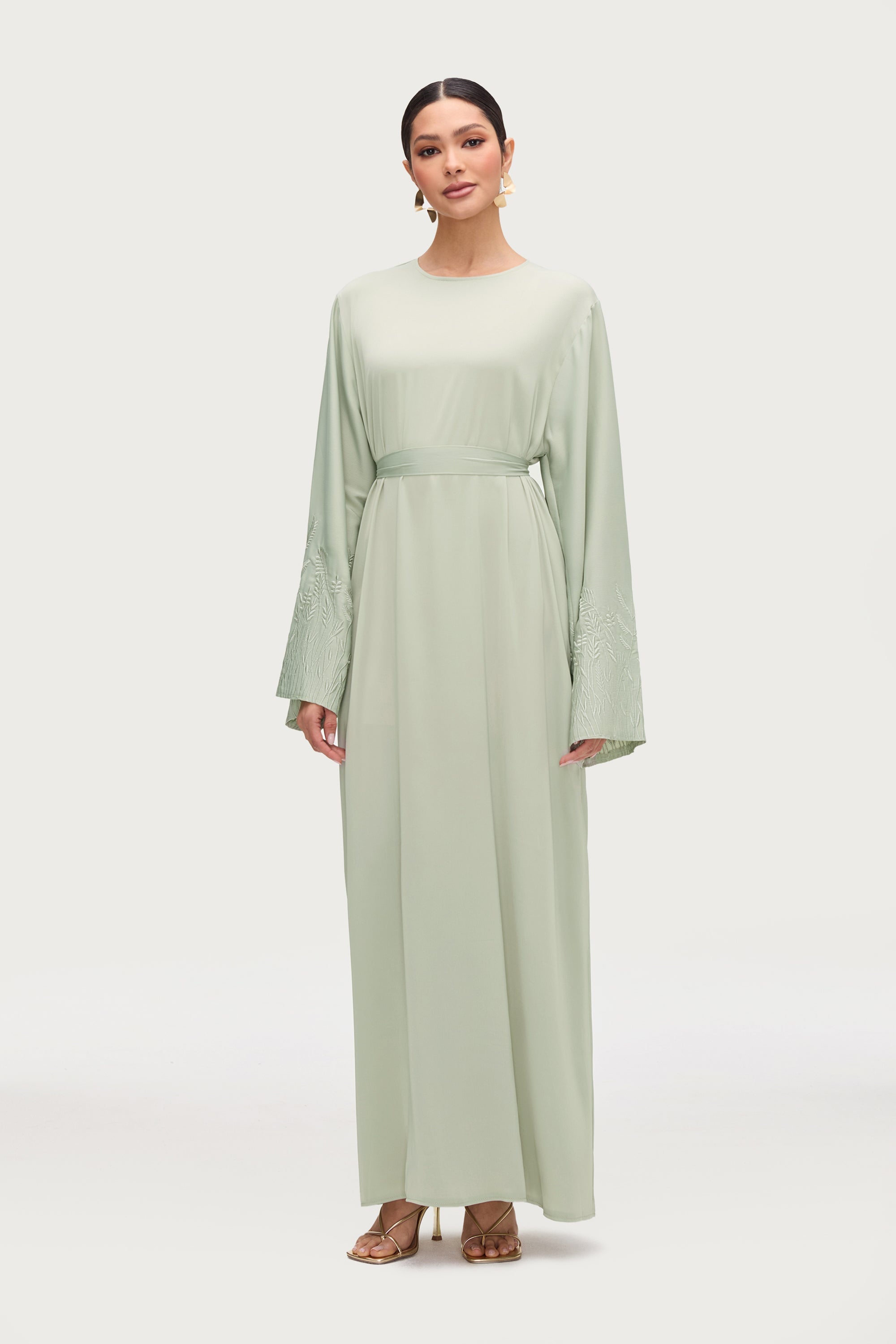 Ascia Embroidered Maxi Dress - Pistachio Abayas Veiled 