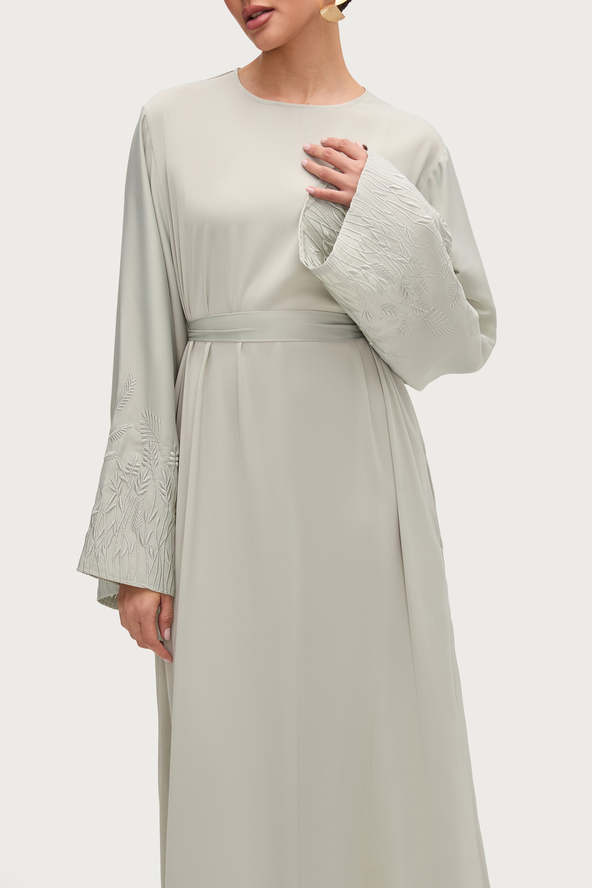 Ascia Embroidered Maxi Dress - Pistachio Abayas Veiled 