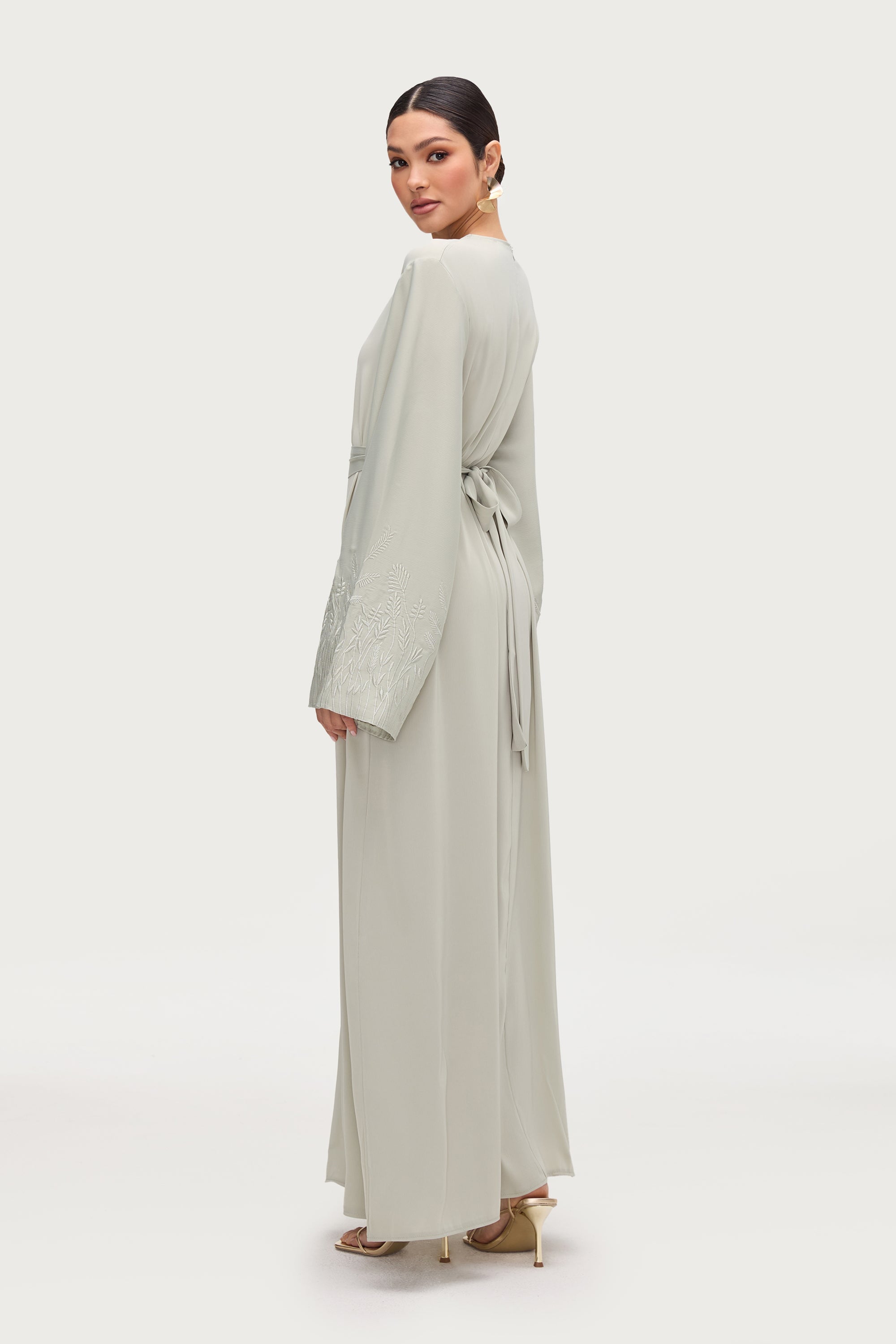 Ascia Embroidered Maxi Dress - Pistachio Abayas Veiled 