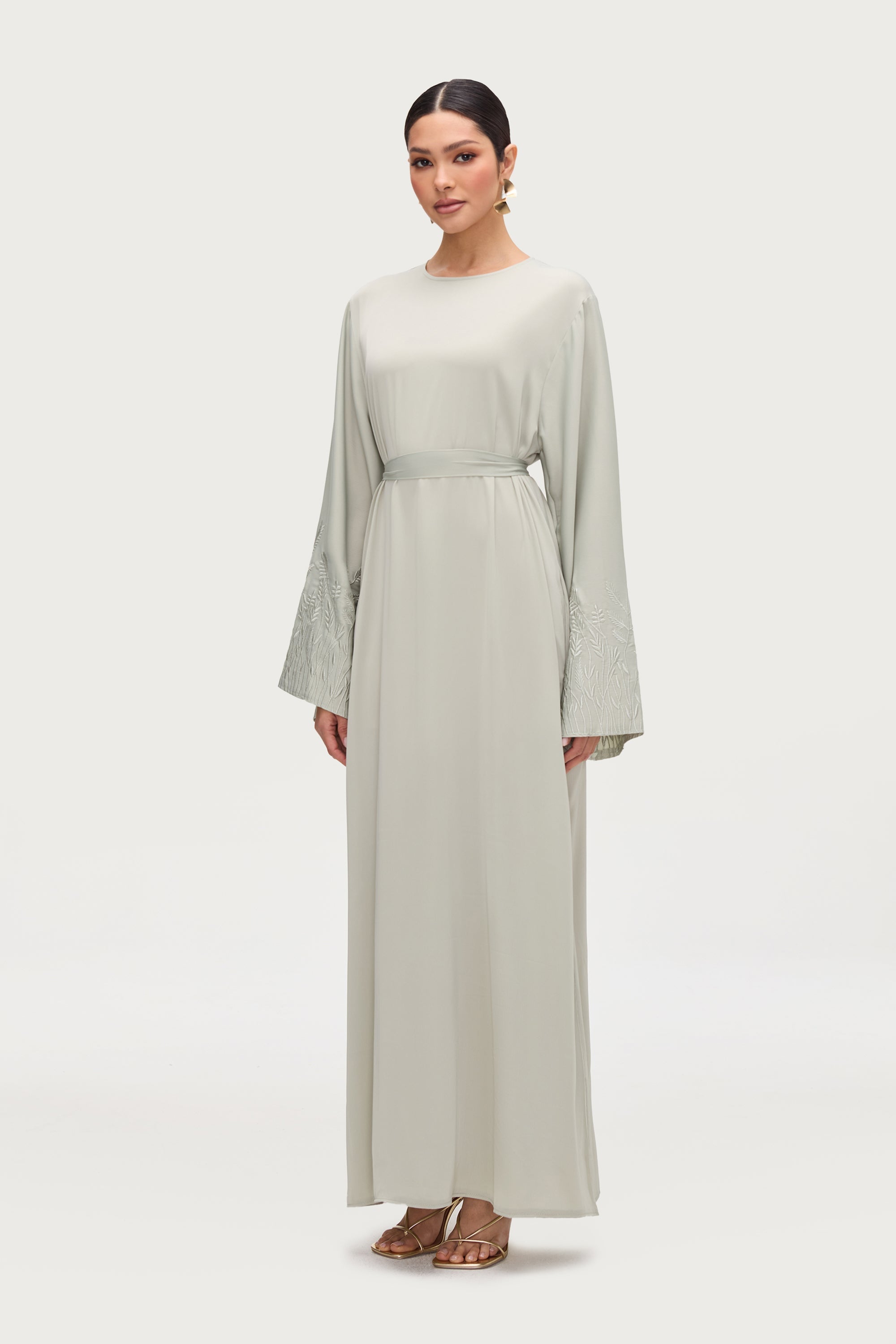 Ascia Embroidered Maxi Dress - Pistachio Abayas Veiled 