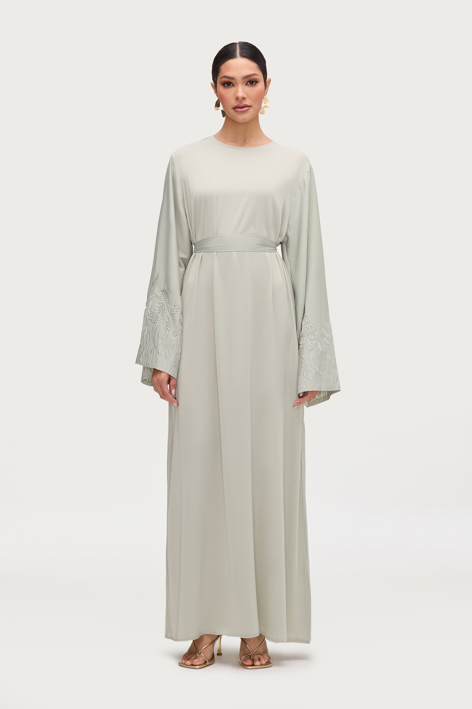 Ascia Embroidered Maxi Dress - Pistachio Abayas Veiled 